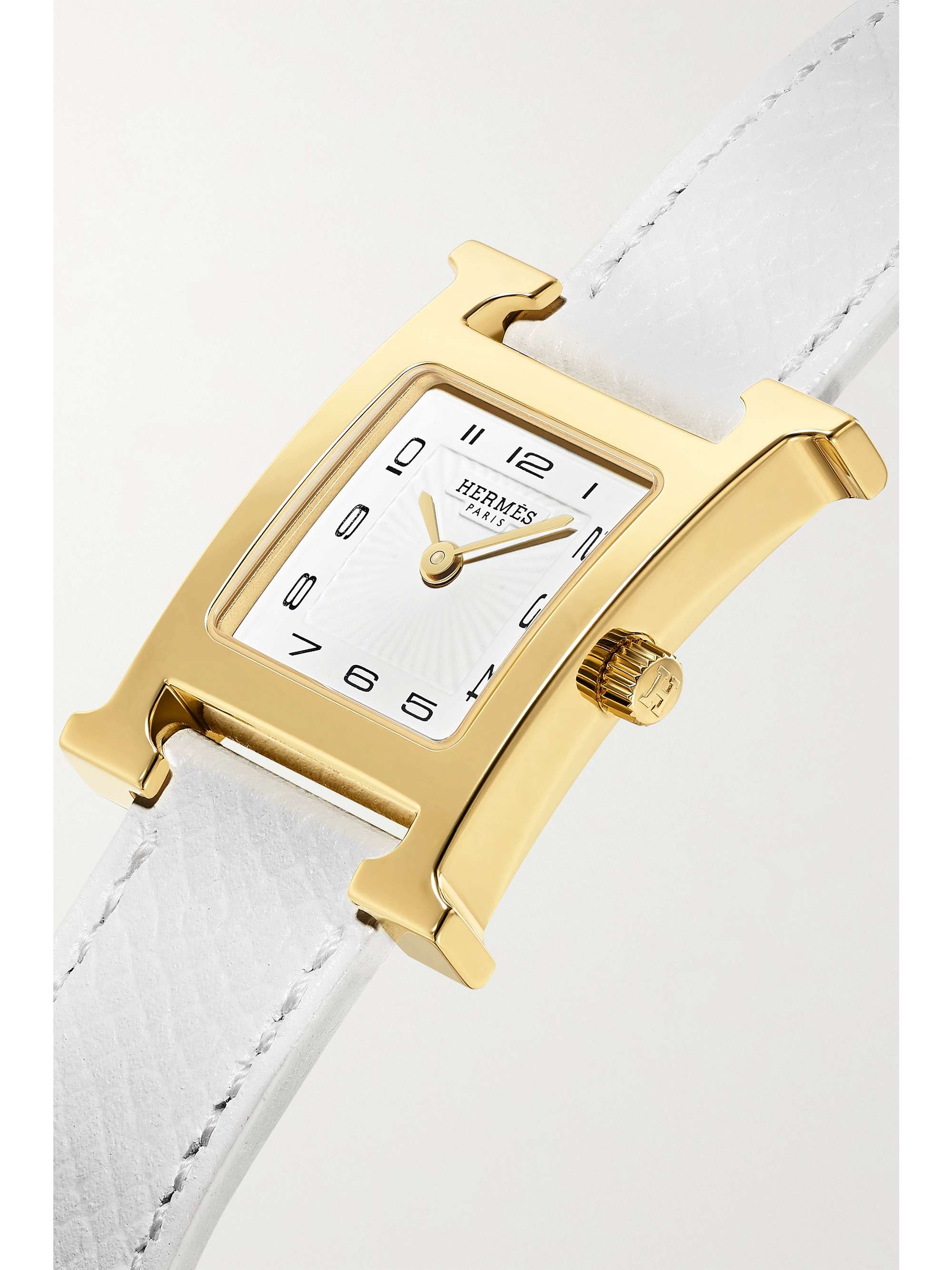 HERMÈS TIMEPIECES Heure H 21mm small gold-plated and textured-leather watch