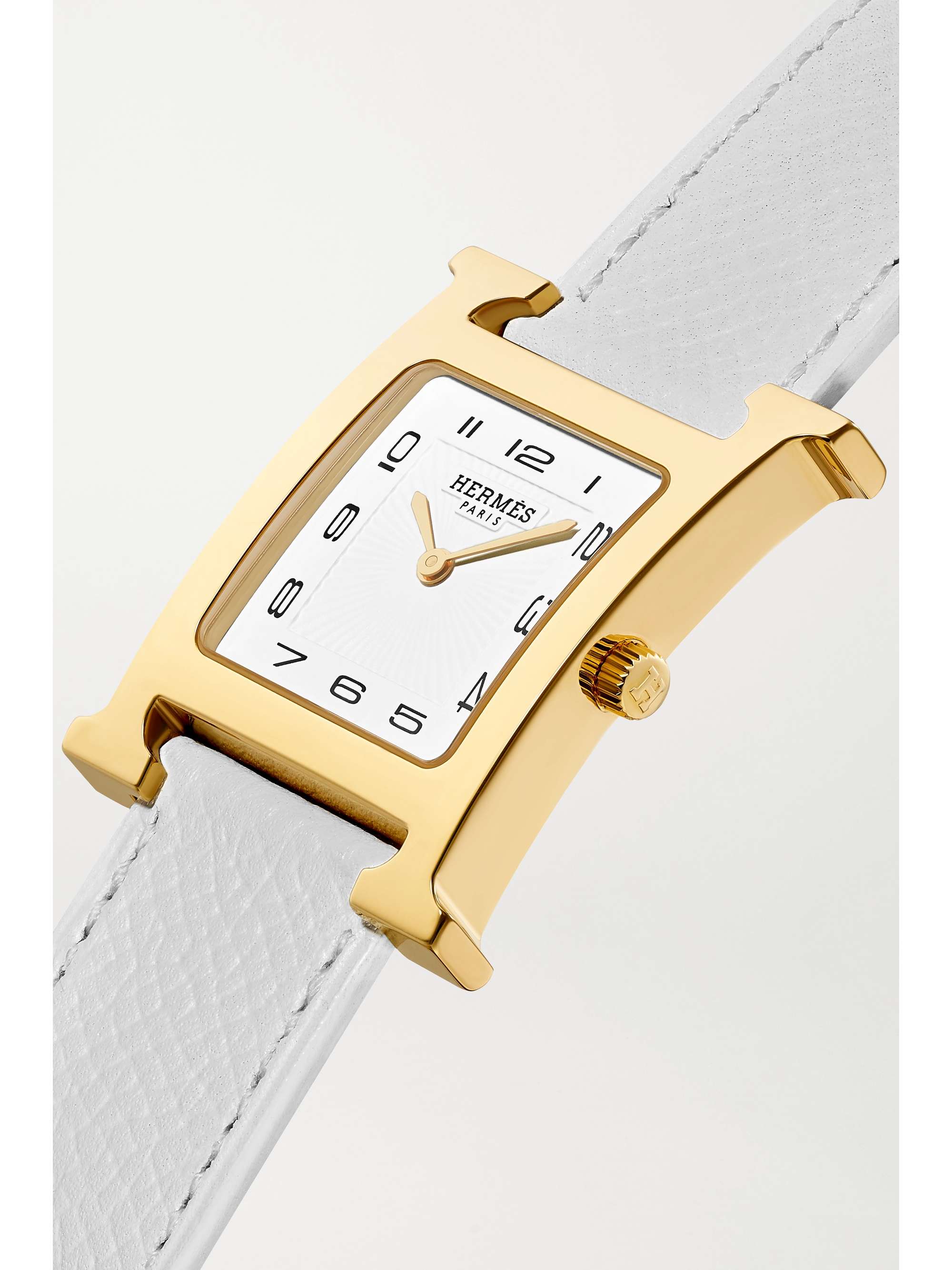HERMÈS TIMEPIECES Heure H 26mm medium gold-plated and textured-leather watch