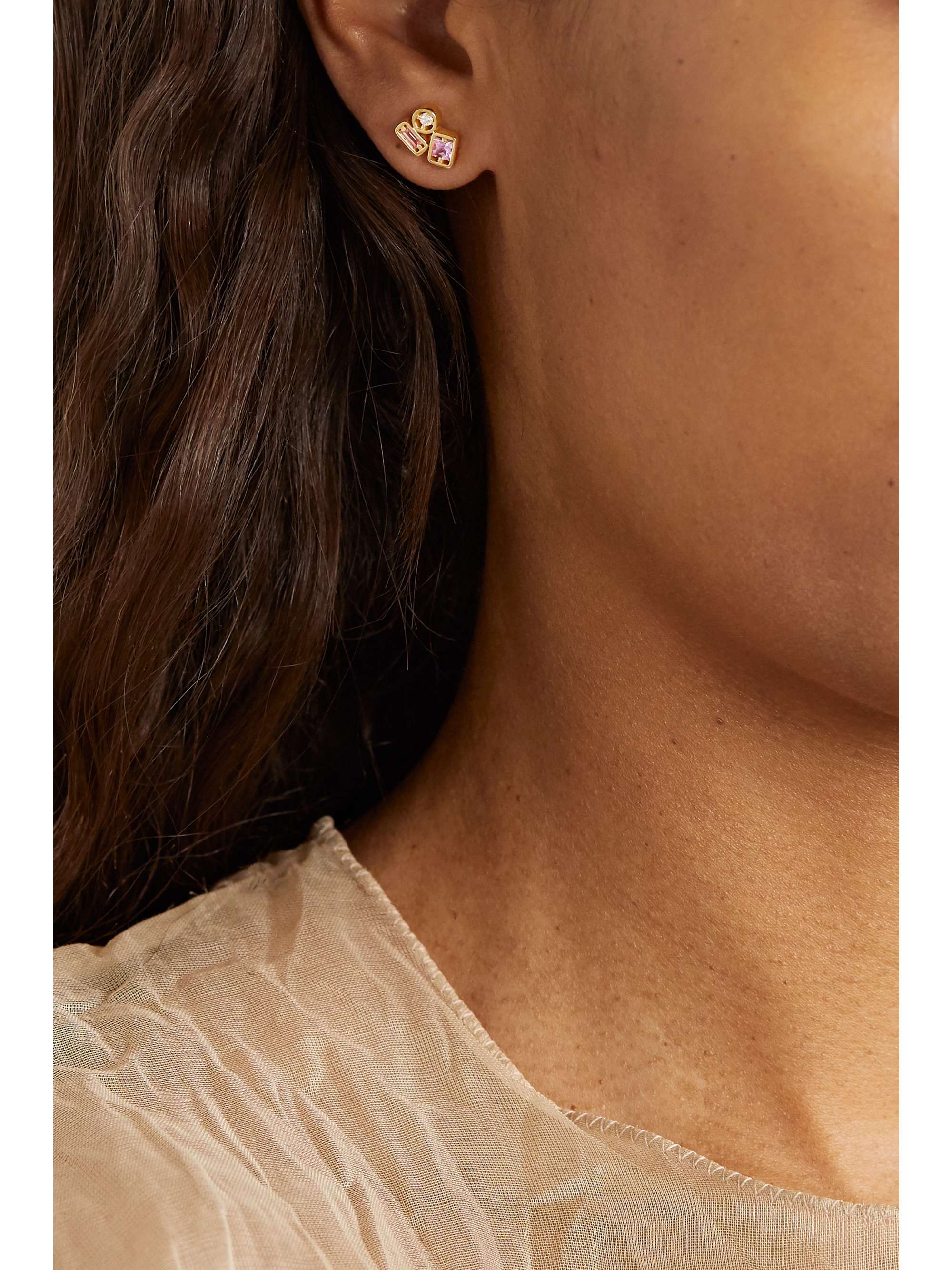 SUZANNE KALAN 18-karat gold, sapphire and diamond earrings
