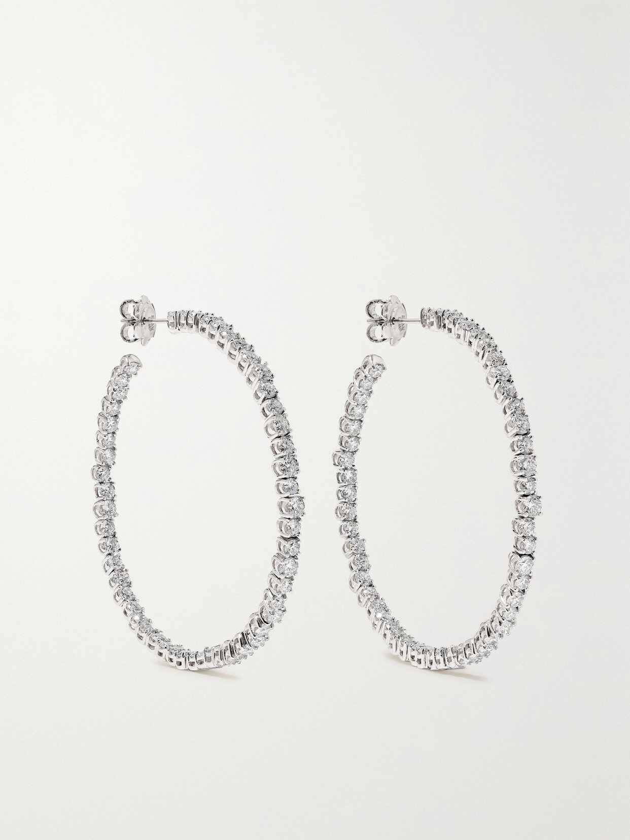 Suzanne Kalan 18-karat White Gold Diamond Hoop Earrings