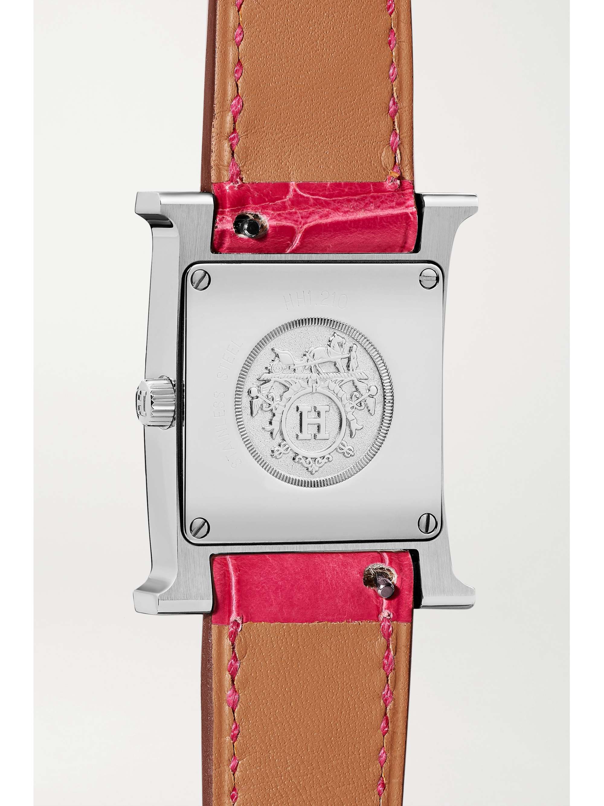 HERMÈS TIMEPIECES Heure H 21 毫米精钢、钻石、珍珠母小号腕表（短吻鳄鱼皮表带）