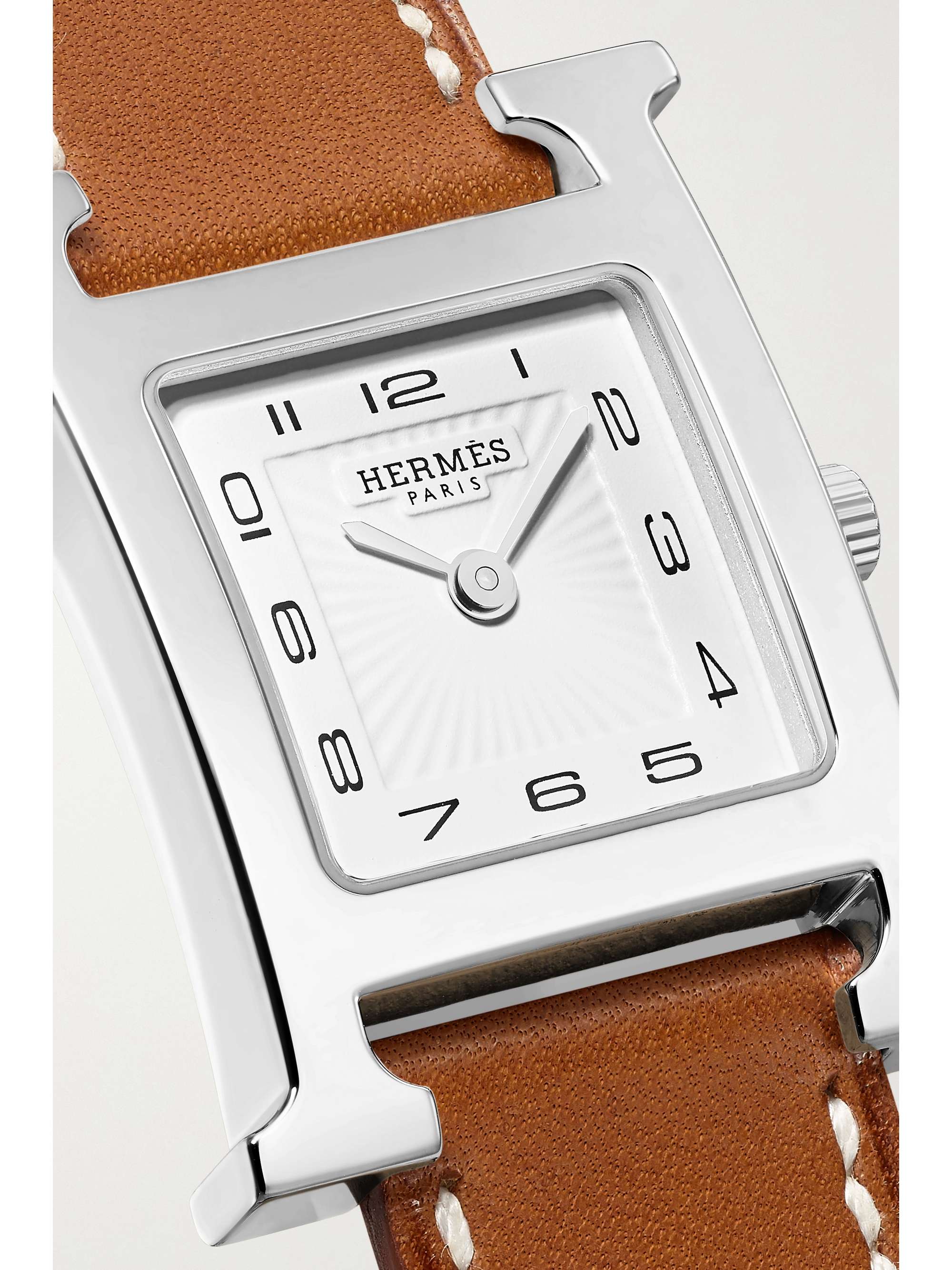 HERMÈS TIMEPIECES Heure H 21mm small gold-plated and textured-leather watch