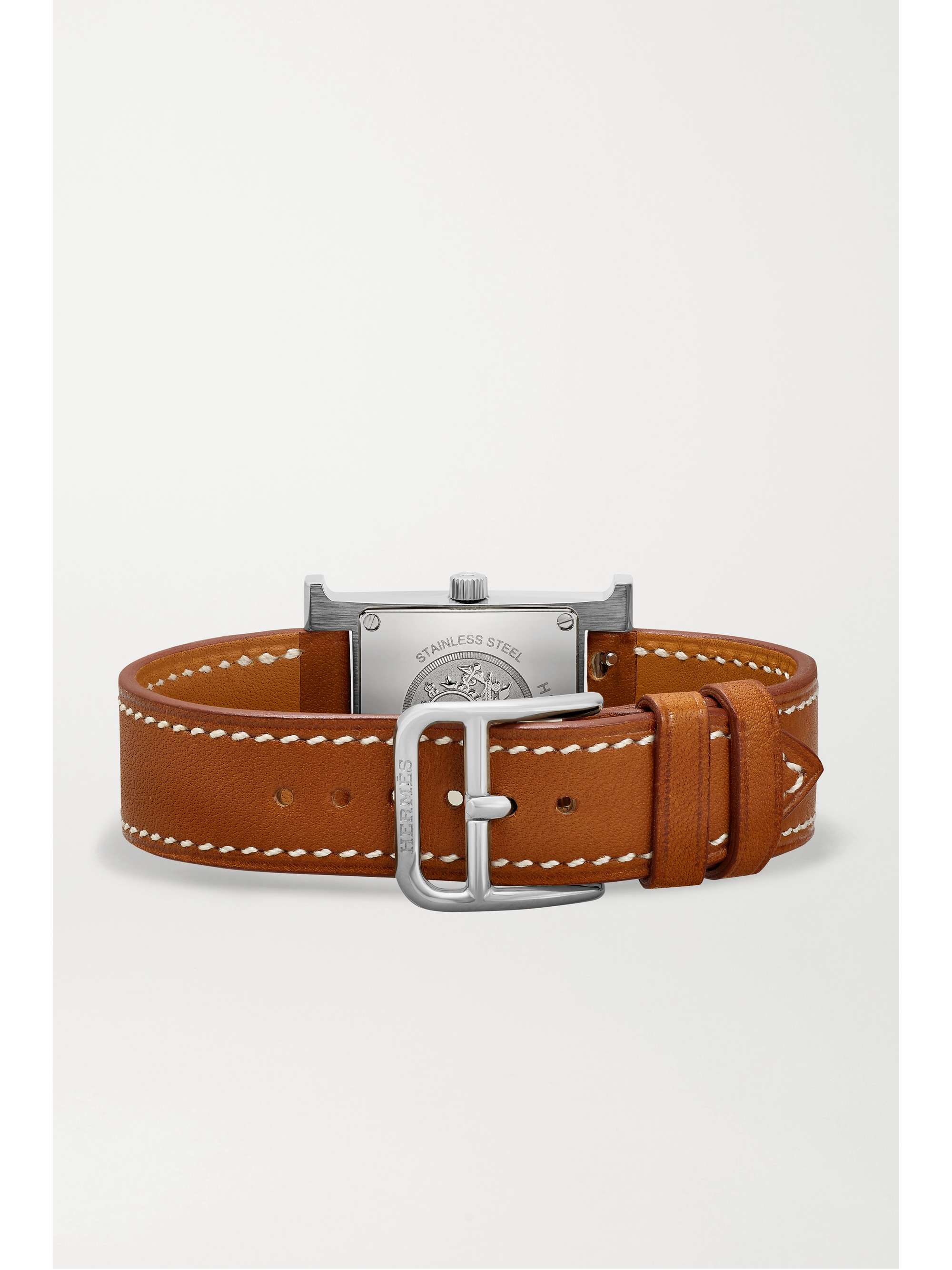 HERMÈS TIMEPIECES Heure H 21mm small gold-plated and textured-leather watch