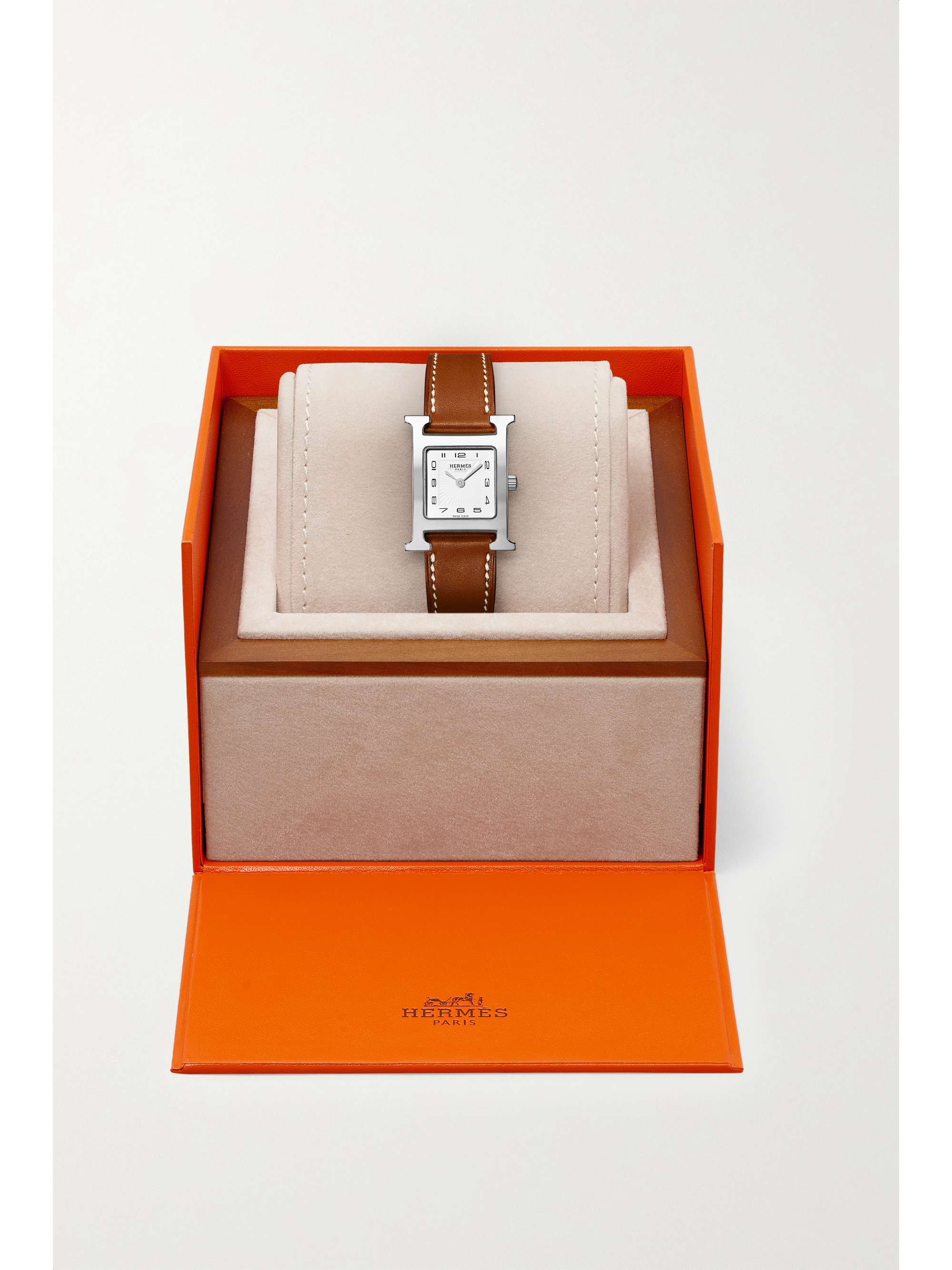 HERMÈS TIMEPIECES Heure H 21mm small gold-plated and textured-leather watch