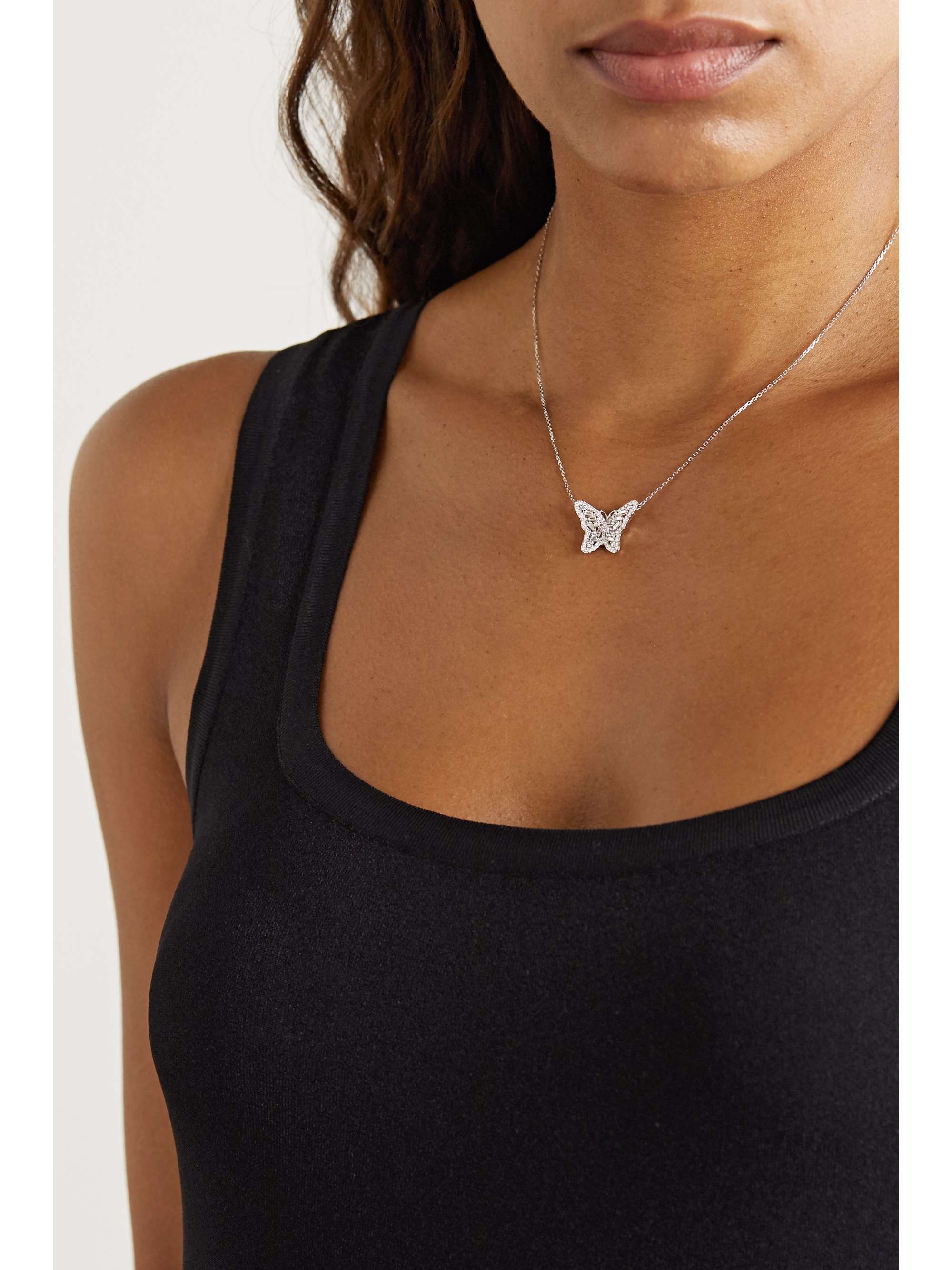 SUZANNE KALAN 18-karat white gold diamond necklace
