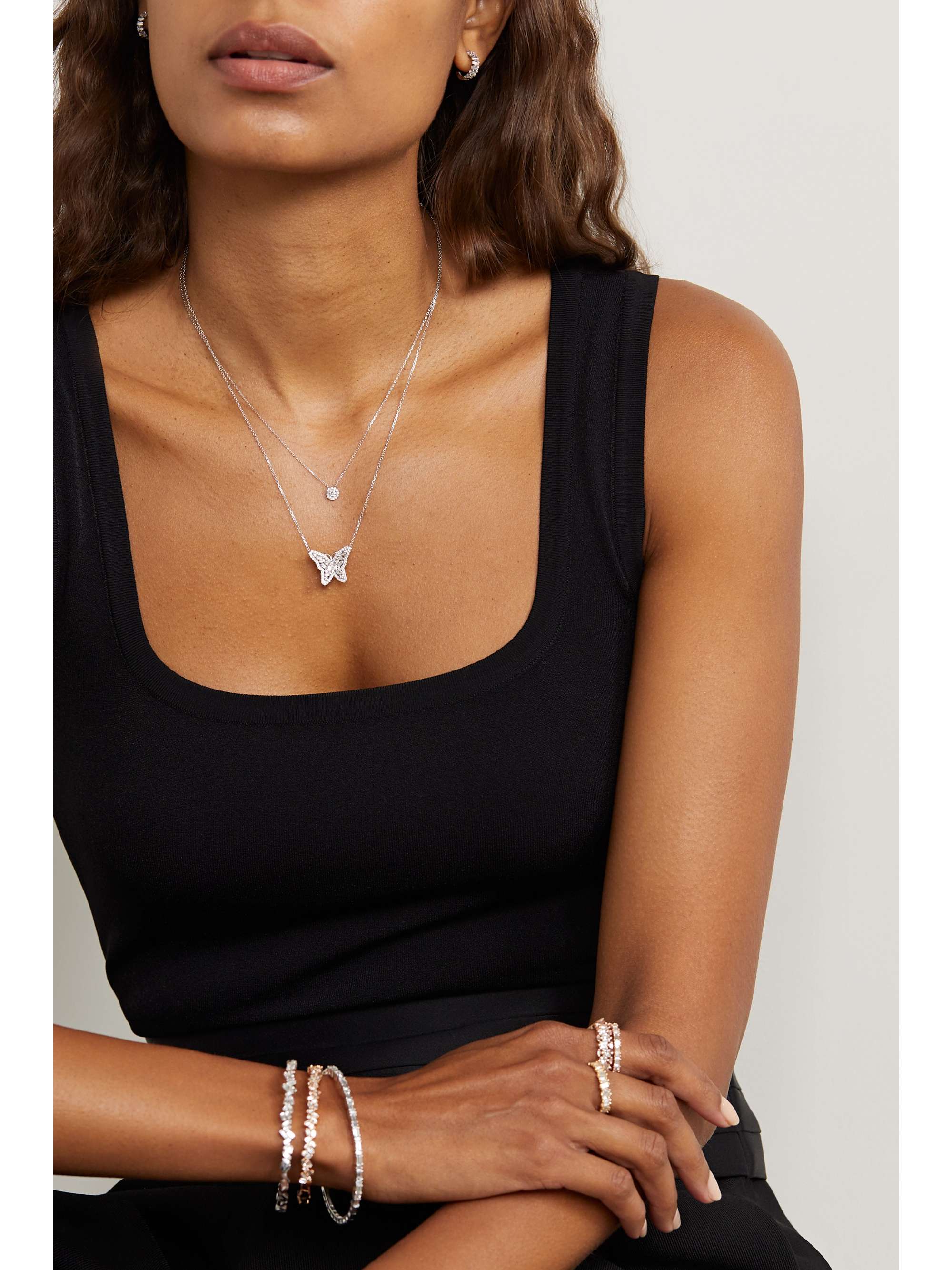 SUZANNE KALAN 18-karat white gold diamond necklace