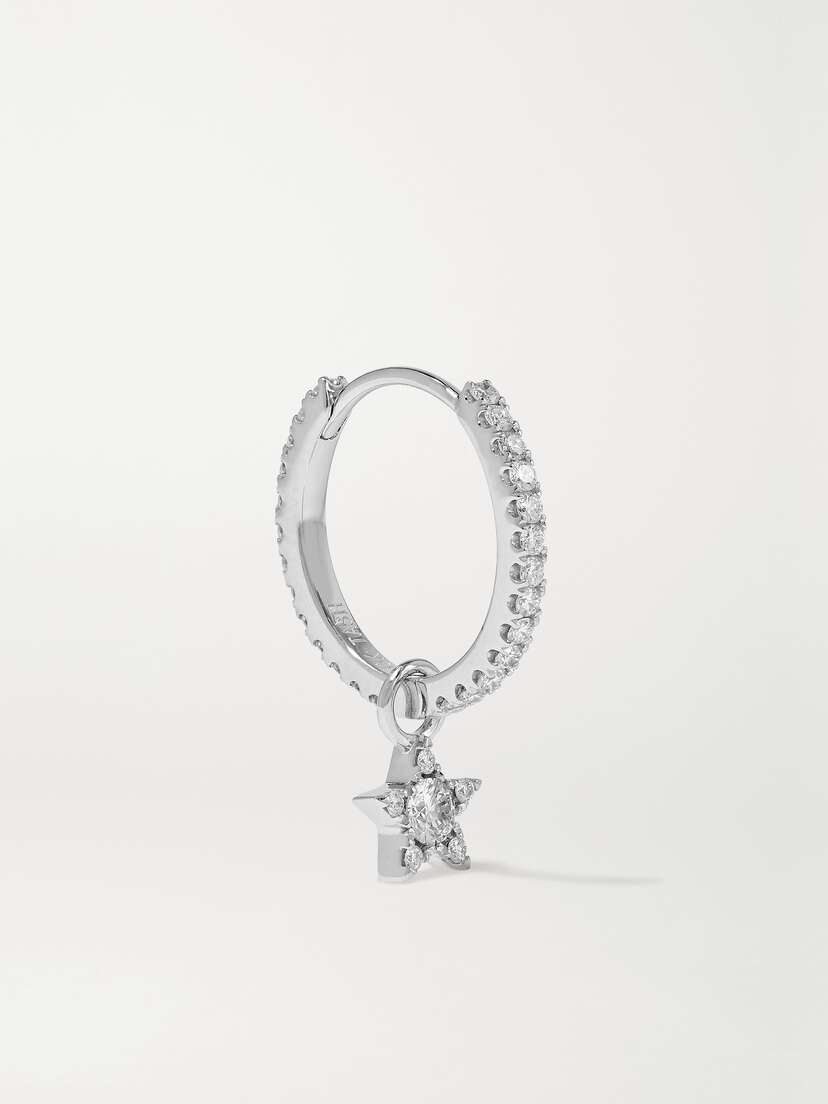 MARIA TASH Eternity + Star 9.5mm 18-karat White Gold Diamond Earring