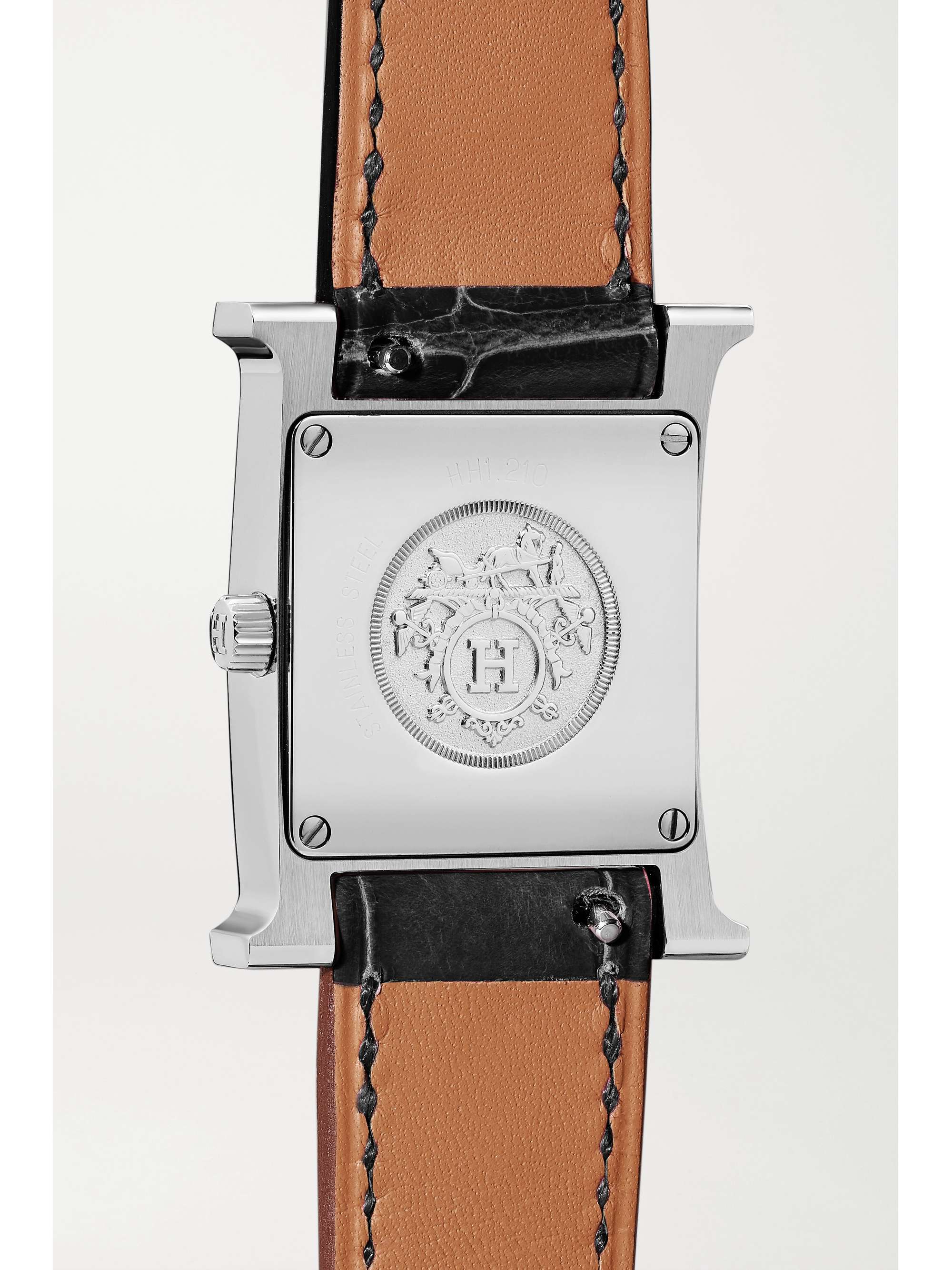 HERMÈS TIMEPIECES Heure H 26mm stainless steel, alligator, diamond and mother-of-pearl watch