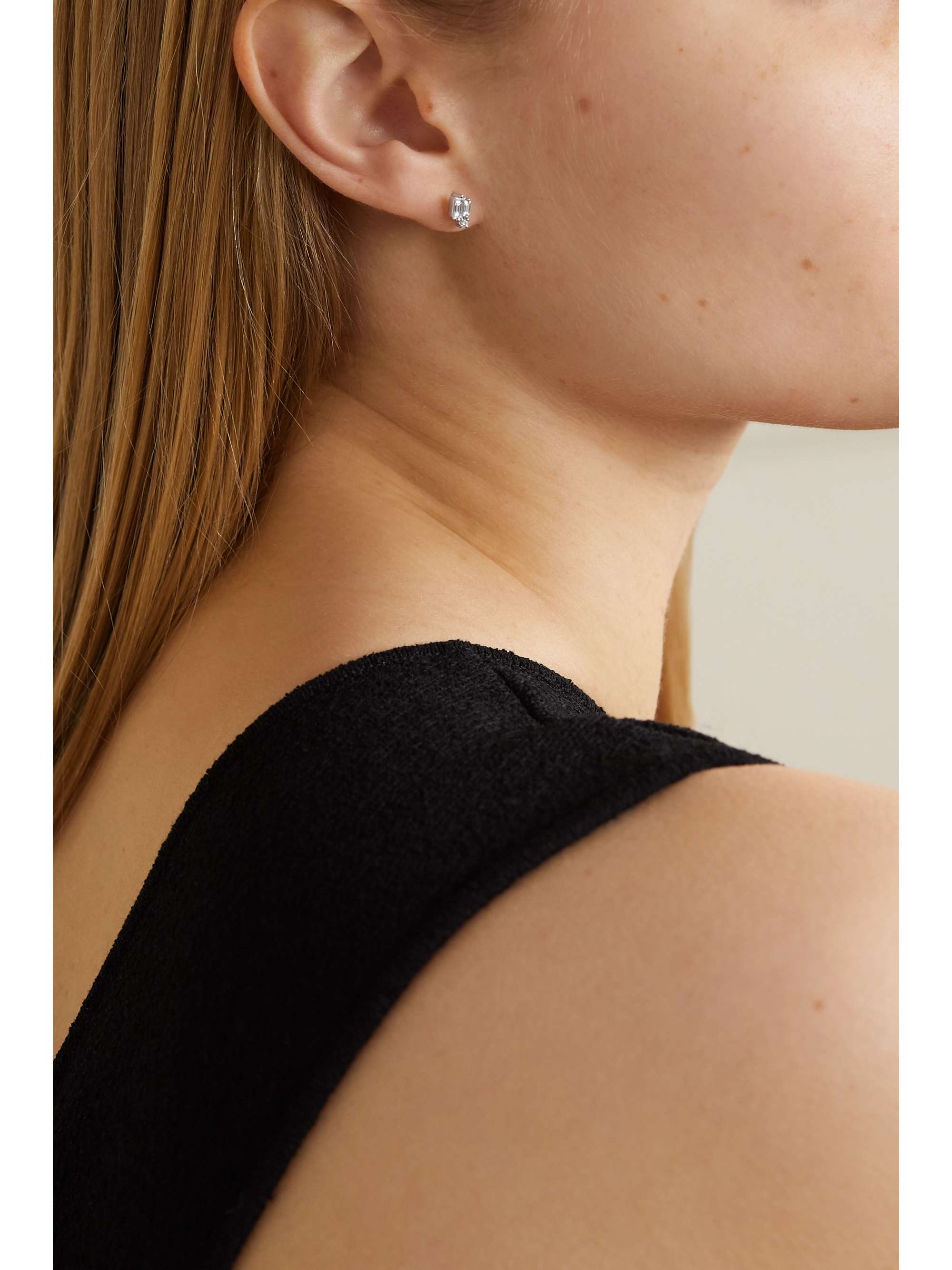 SUZANNE KALAN 18-karat white gold diamond earrings