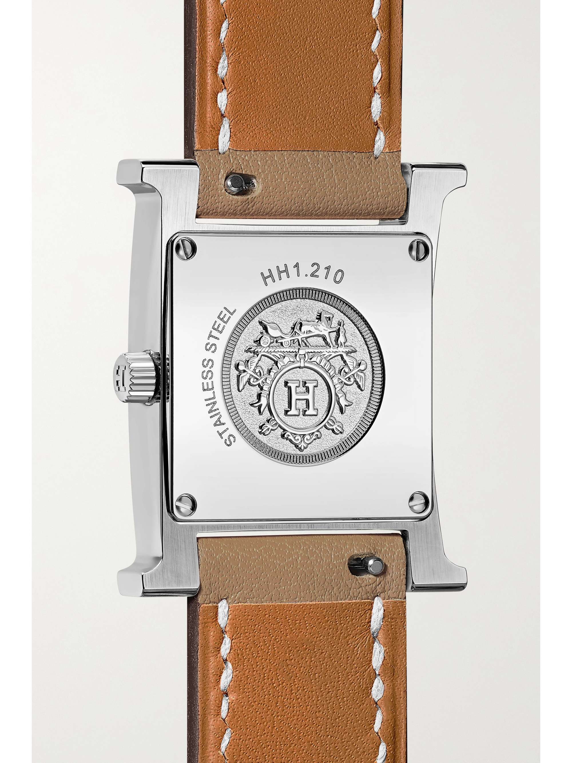 HERMÈS TIMEPIECES Heure H 21mm small gold-plated and textured-leather watch