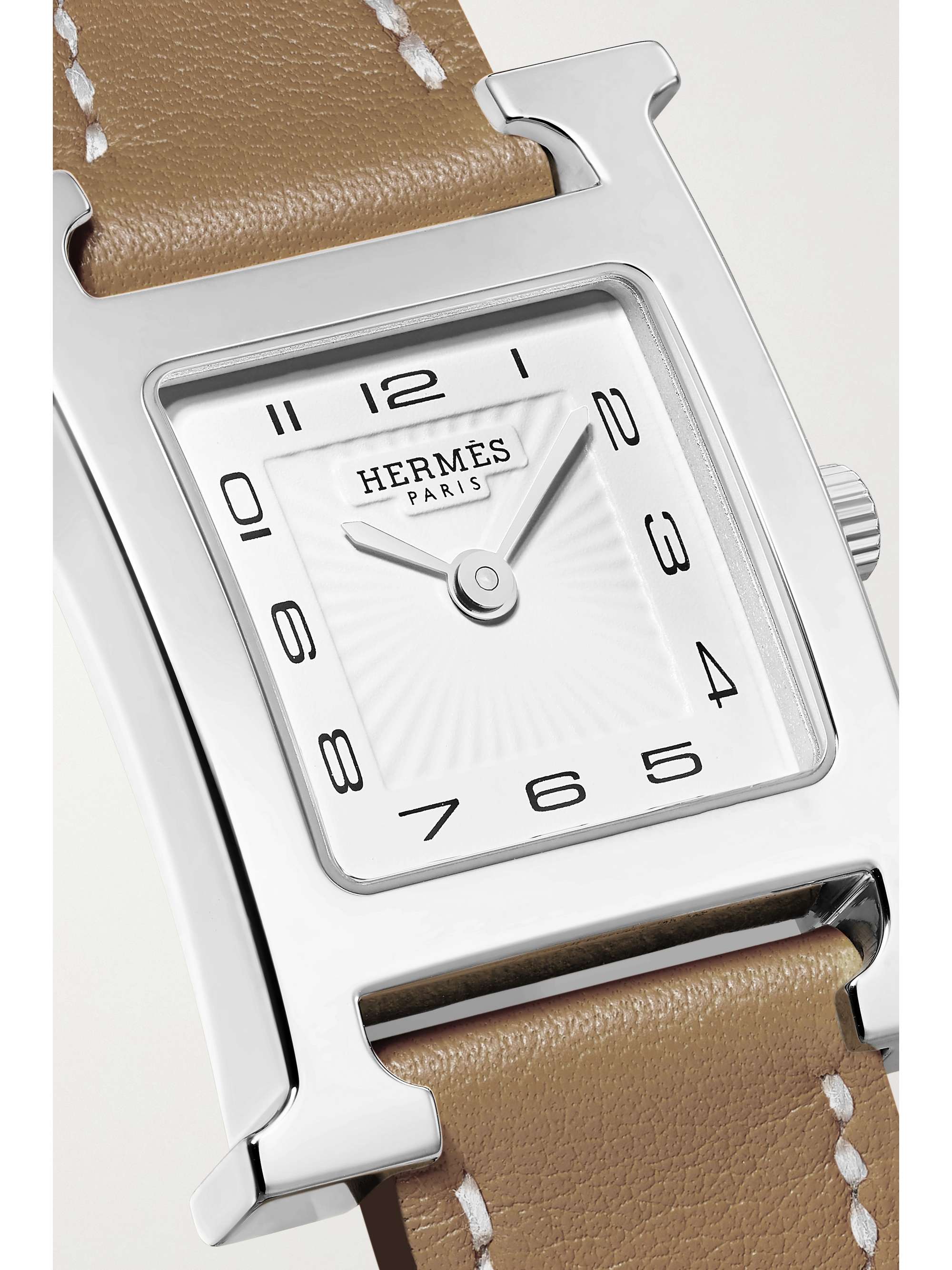 HERMÈS TIMEPIECES Heure H 21mm small gold-plated and textured-leather watch