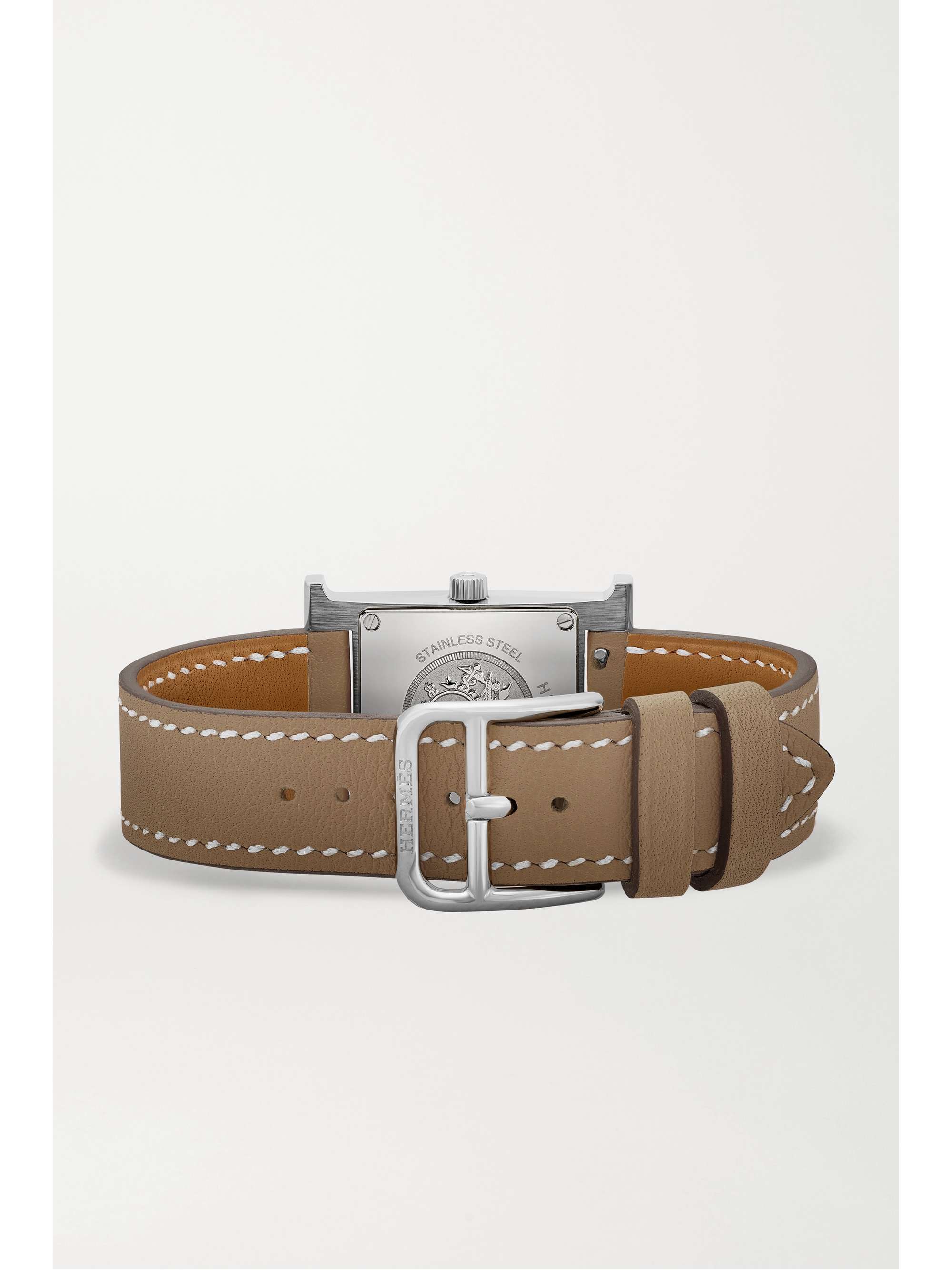 HERMÈS TIMEPIECES Heure H 21mm small gold-plated and textured-leather watch