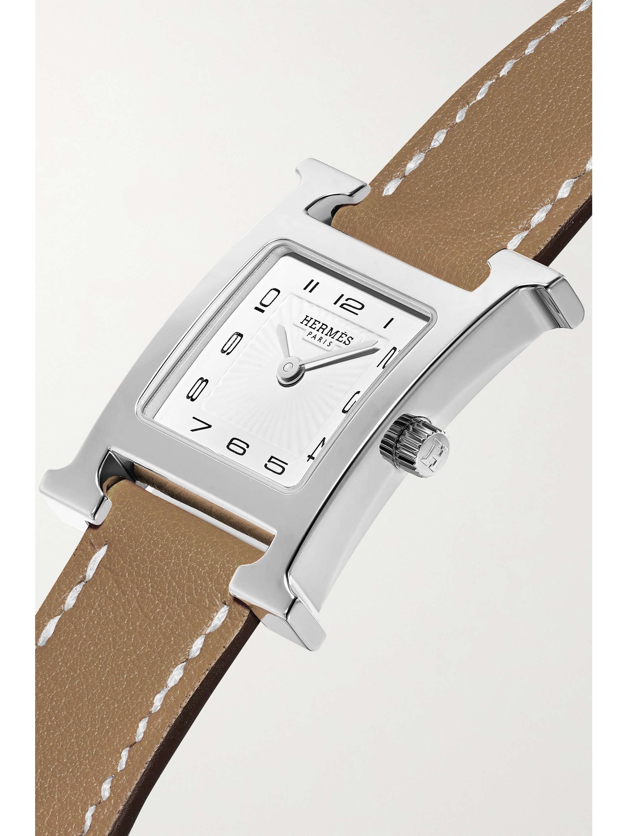 HERMÈS TIMEPIECES Heure H 21mm small gold-plated and textured-leather watch