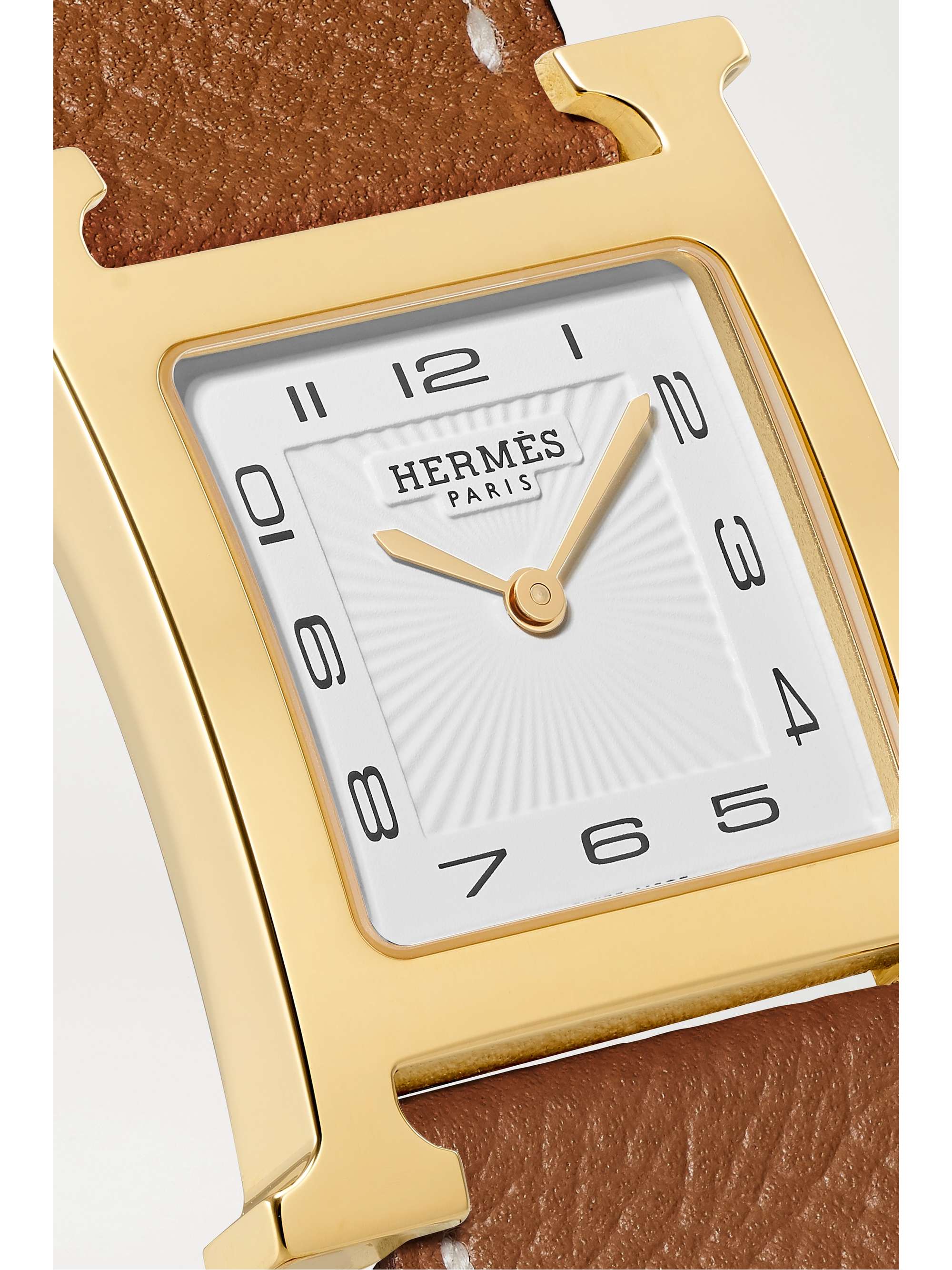 HERMÈS TIMEPIECES Heure H 26mm medium gold-plated and textured-leather watch