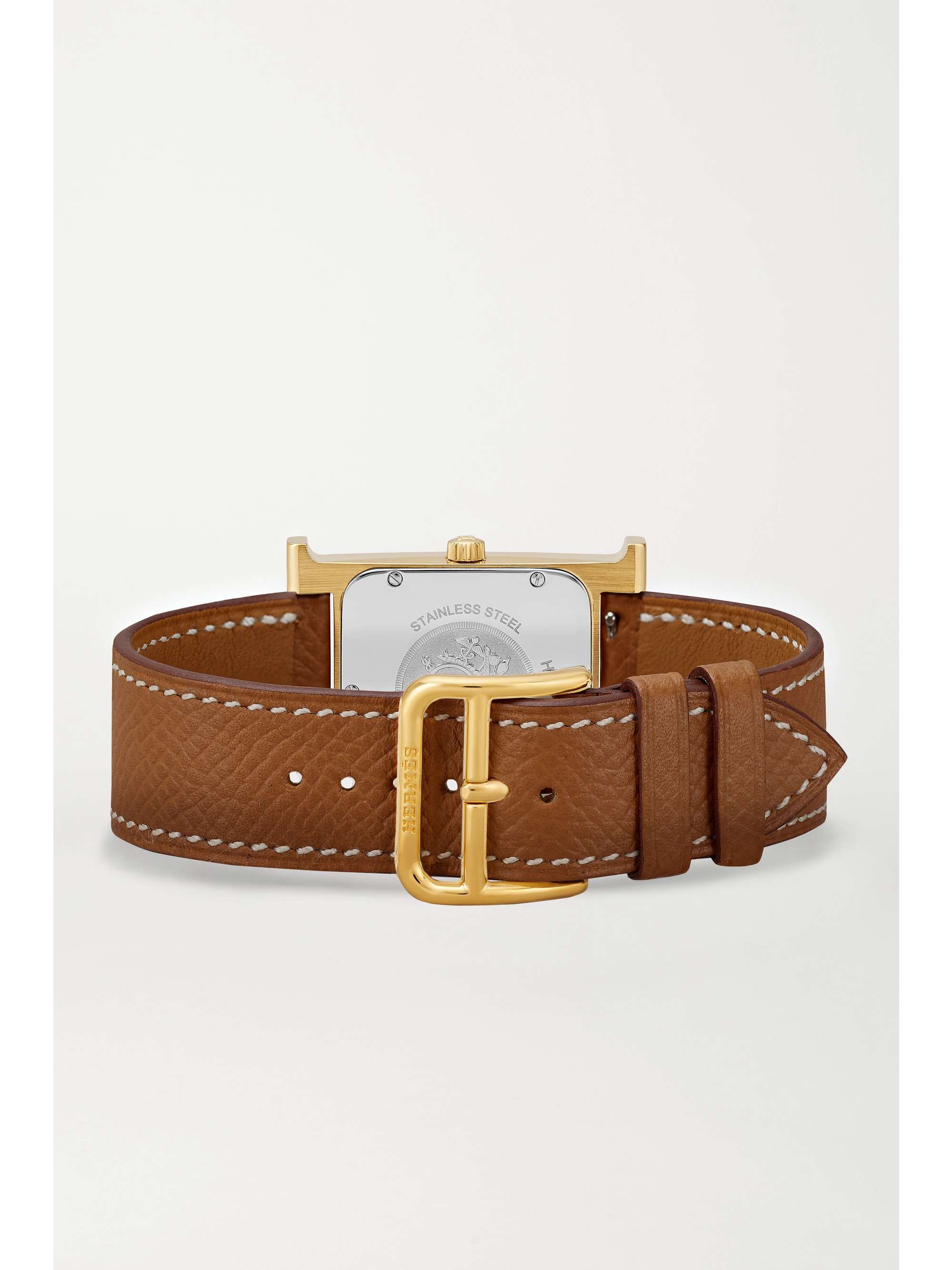 HERMÈS TIMEPIECES Heure H 26mm medium gold-plated and textured-leather watch