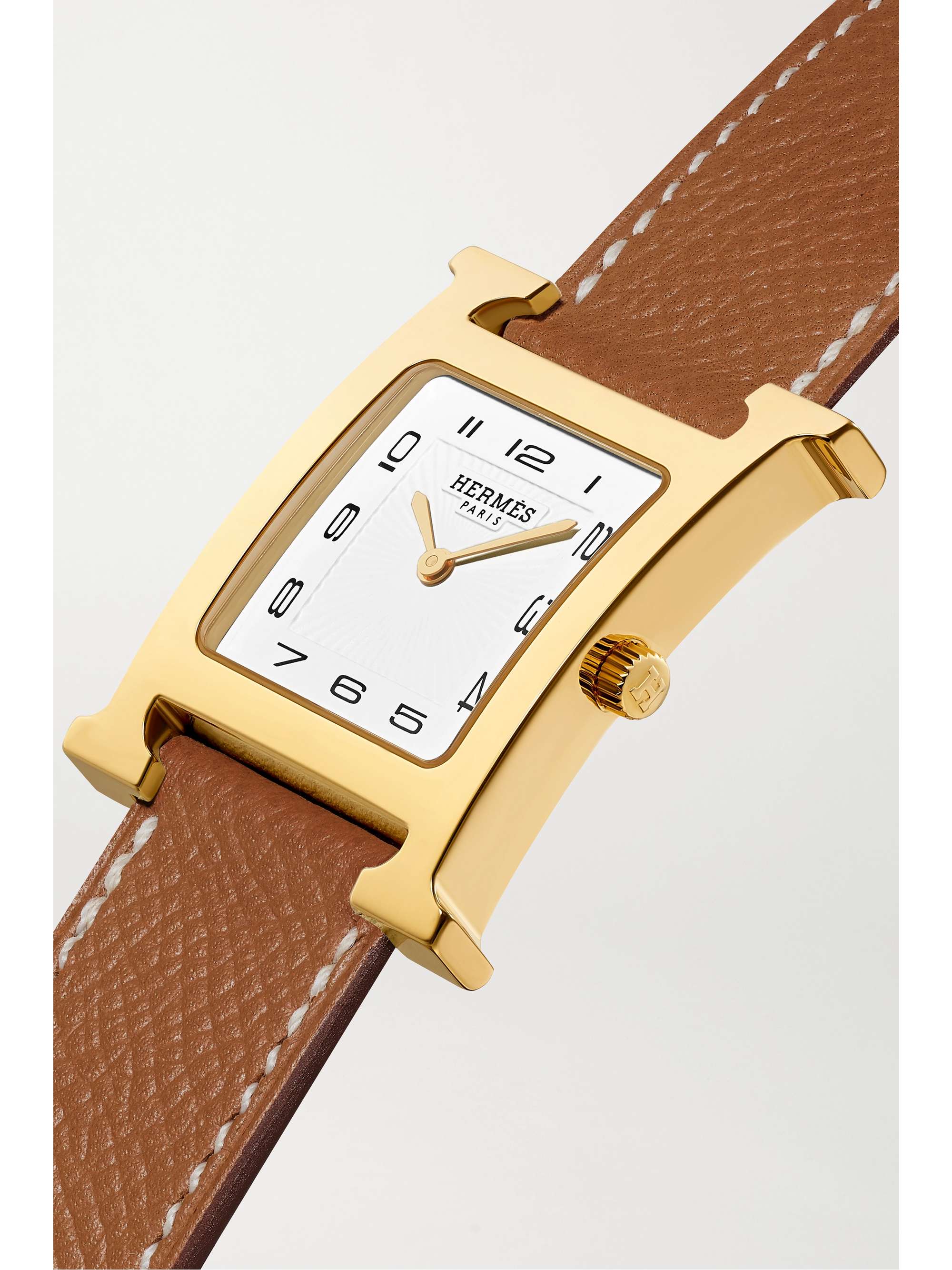 HERMÈS TIMEPIECES Heure H 26mm medium gold-plated and textured-leather watch