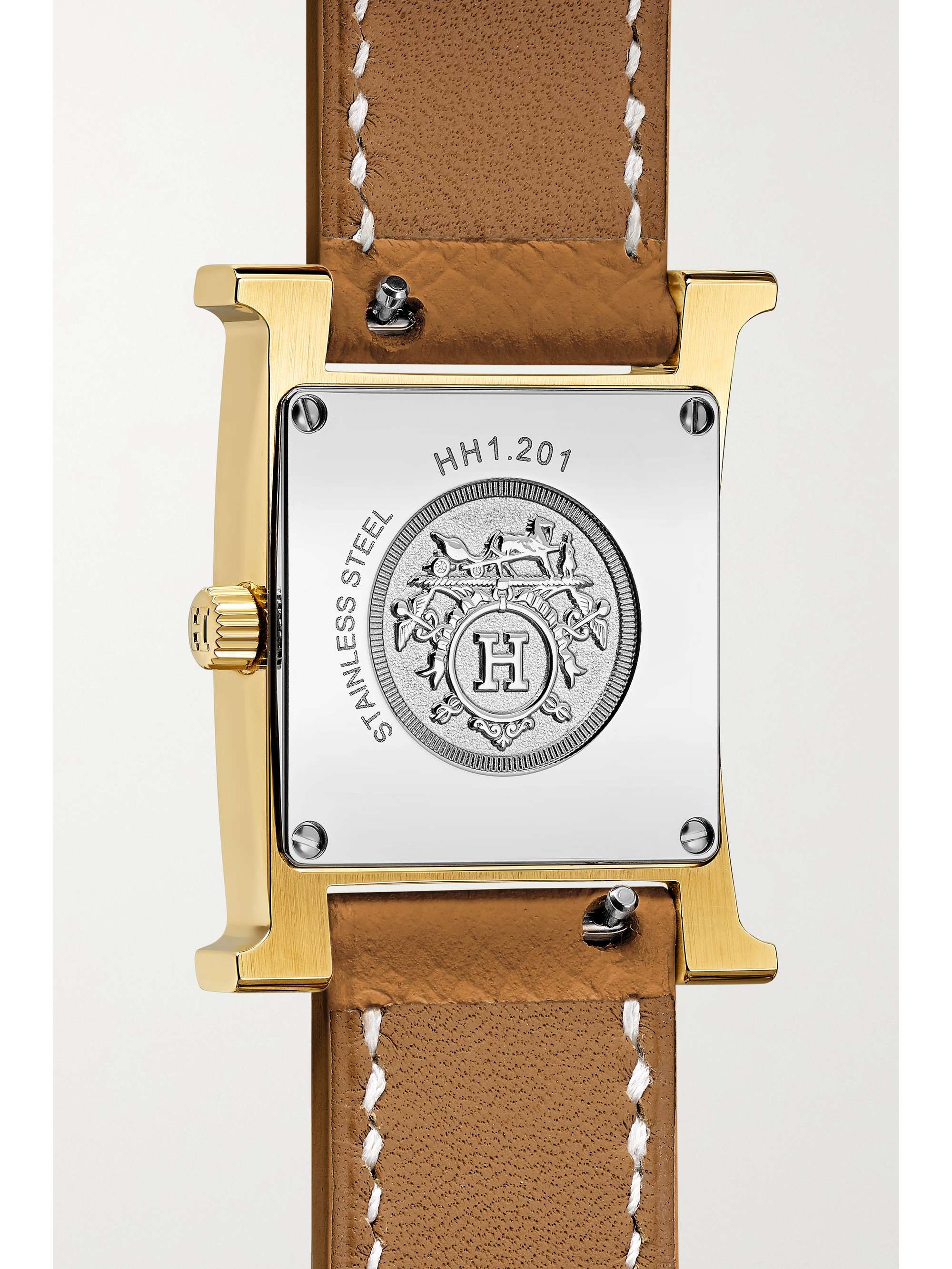HERMÈS TIMEPIECES Heure H 21mm small gold-plated and textured-leather watch