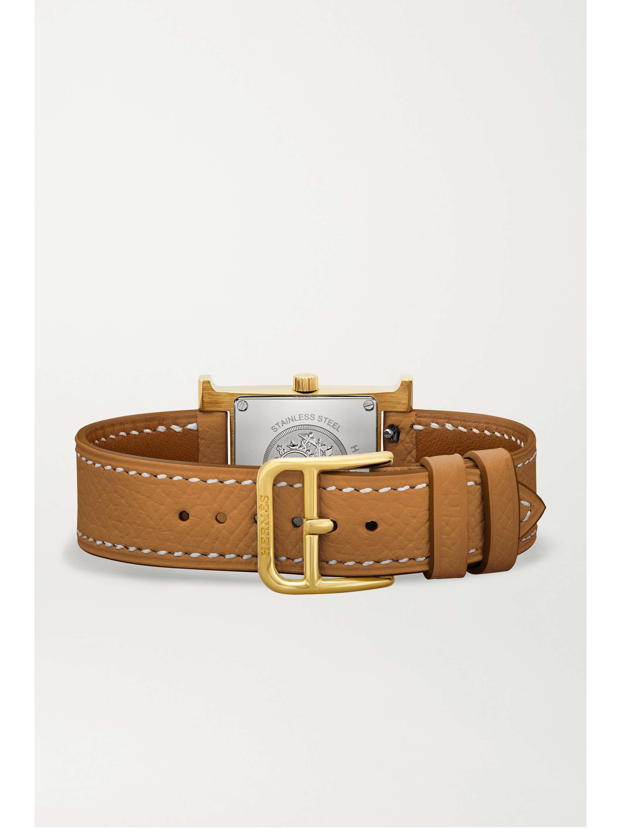 HERMÈS TIMEPIECES Heure H 21mm small gold-plated and textured-leather watch