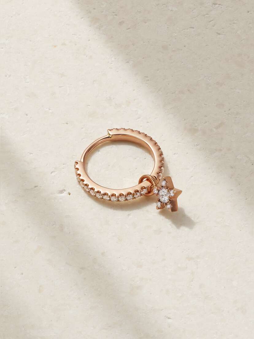 MARIA TASH Eternity + Star 9.5mm 18-karat Rose Gold Diamond Earring
