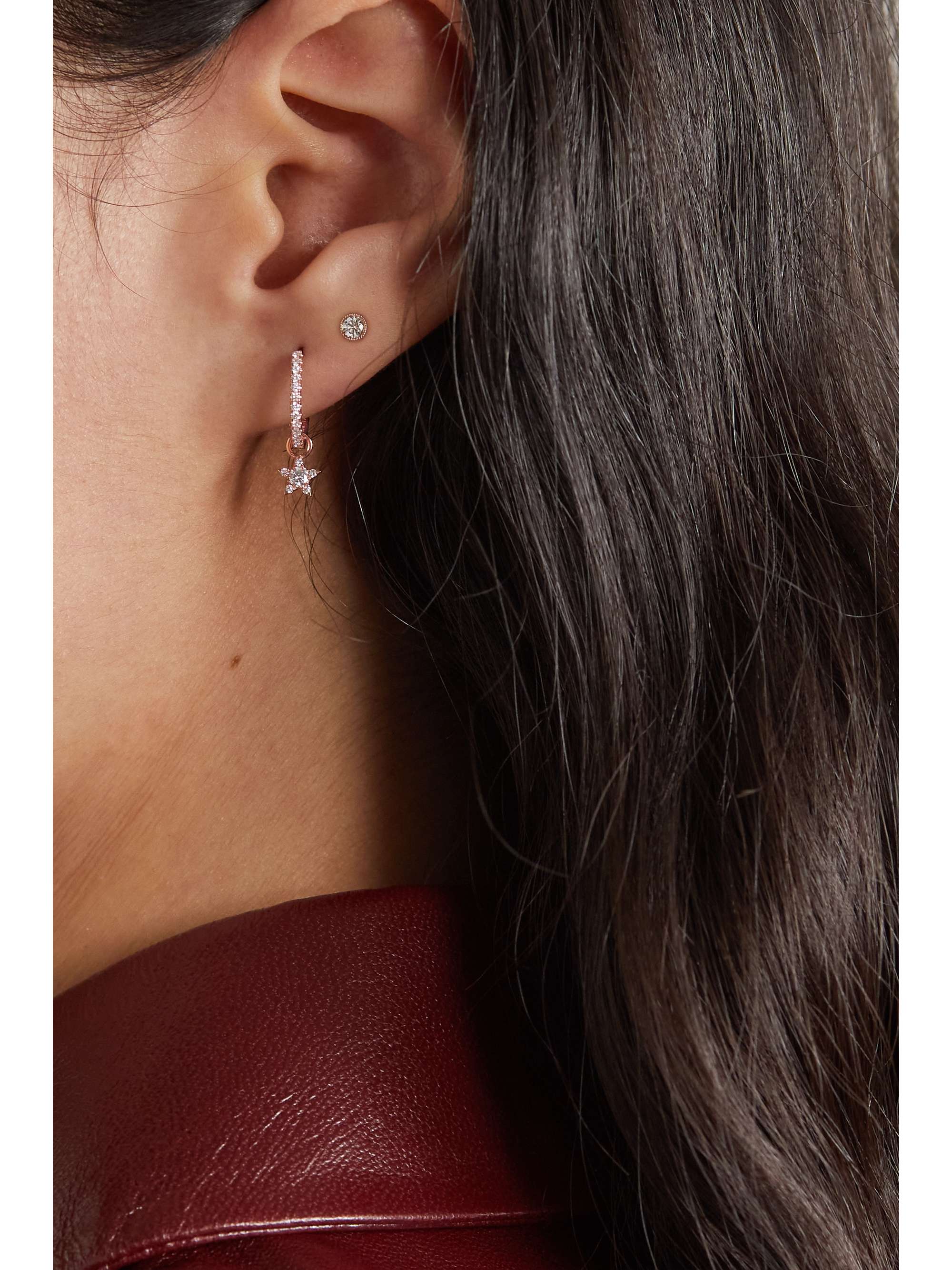 MARIA TASH Eternity + Star 9.5mm 18-karat rose gold diamond earring