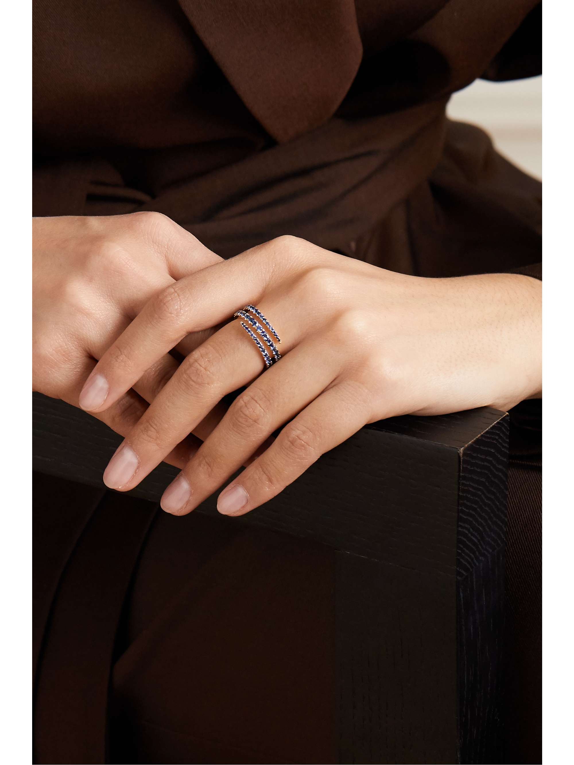 ANITA KO Coil 18-karat gold sapphire ring