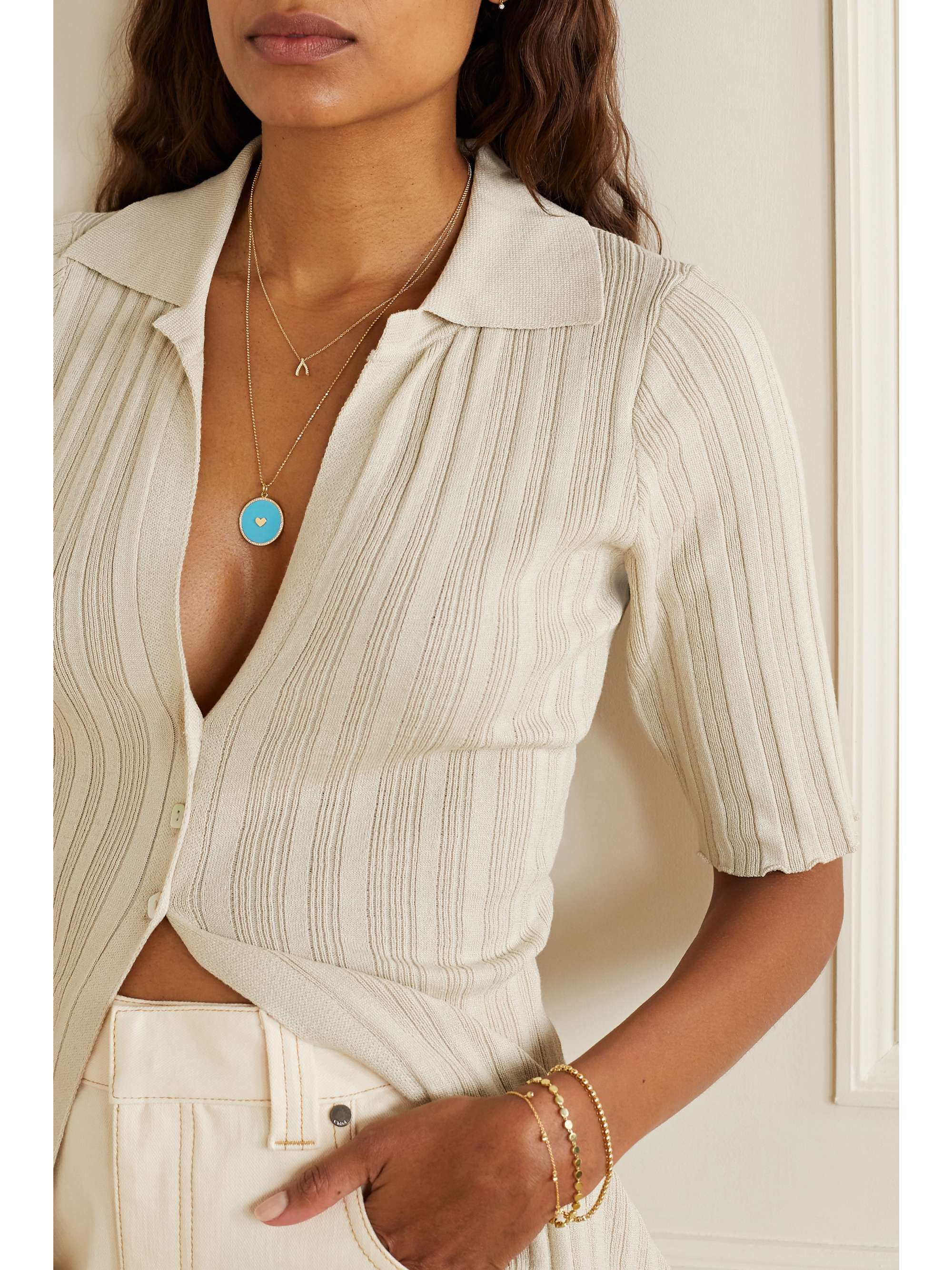 JENNIFER MEYER 18-karat gold, turquoise and diamond necklace