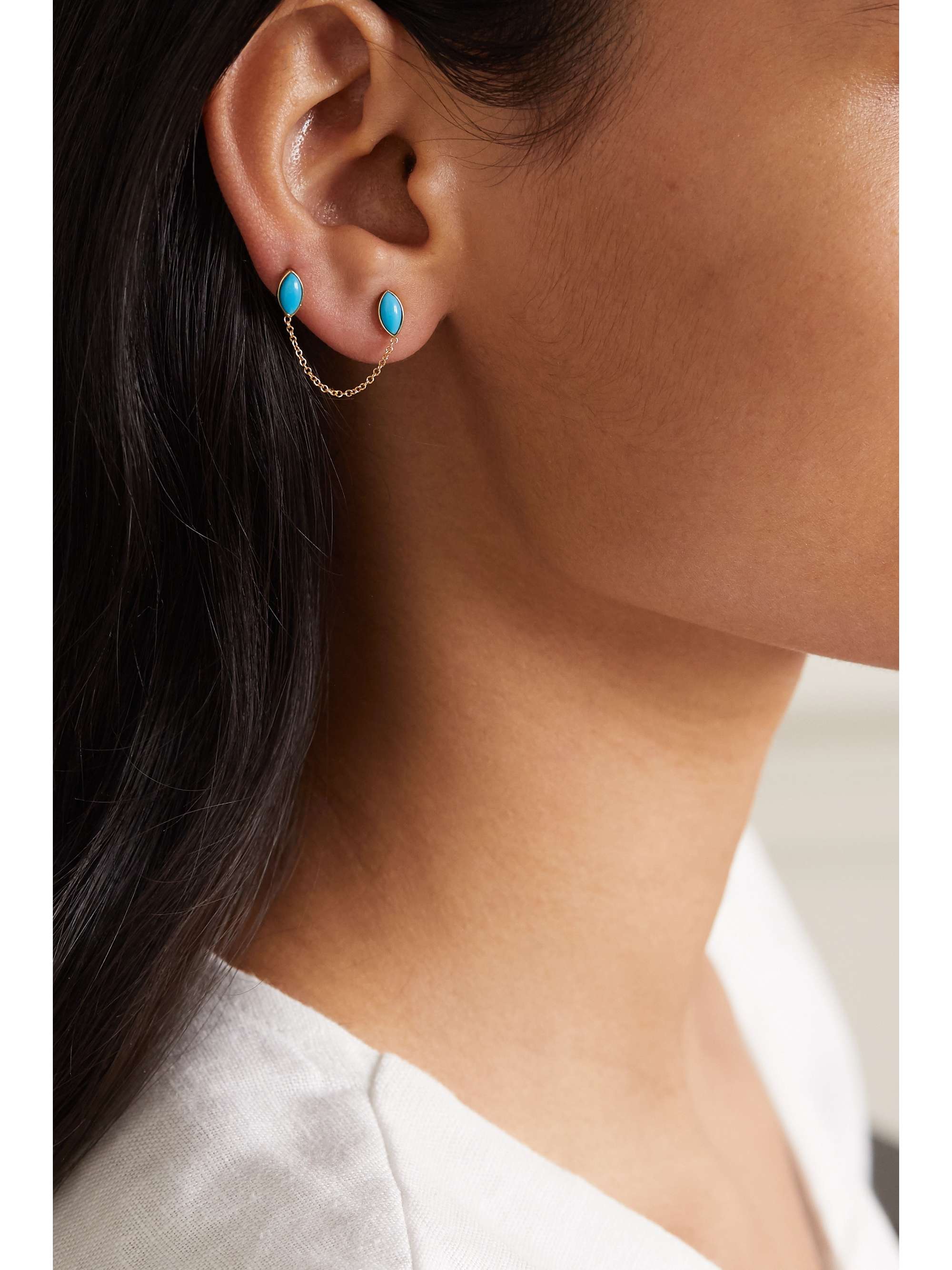 JENNIFER MEYER 18-karat gold turquoise earring