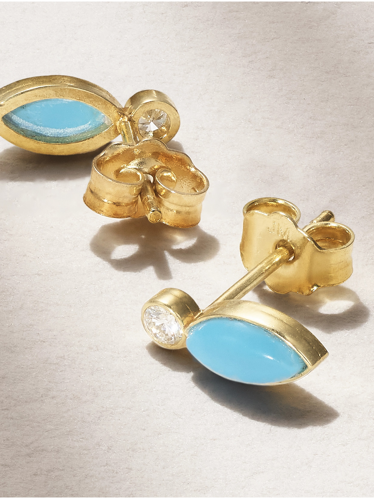 Shop Jennifer Meyer 18-karat Gold, Turquoise And Diamond Earrings