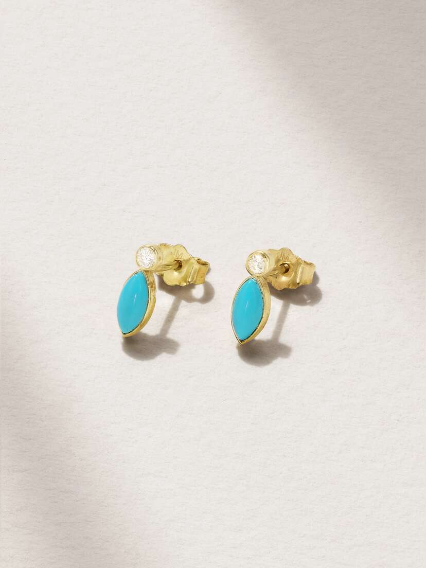 Jennifer Meyer 18-karat Gold, Turquoise And Diamond Earrings