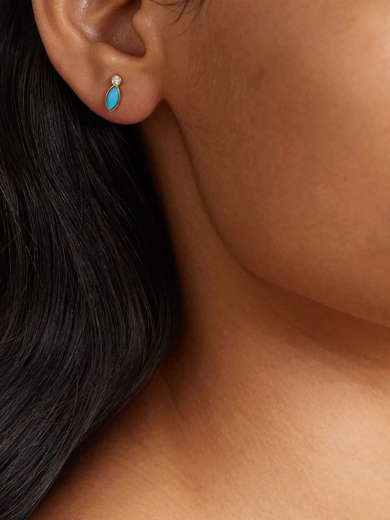 Jennifer Meyer 18-karat Gold, Turquoise And Diamond Earrings In Gold