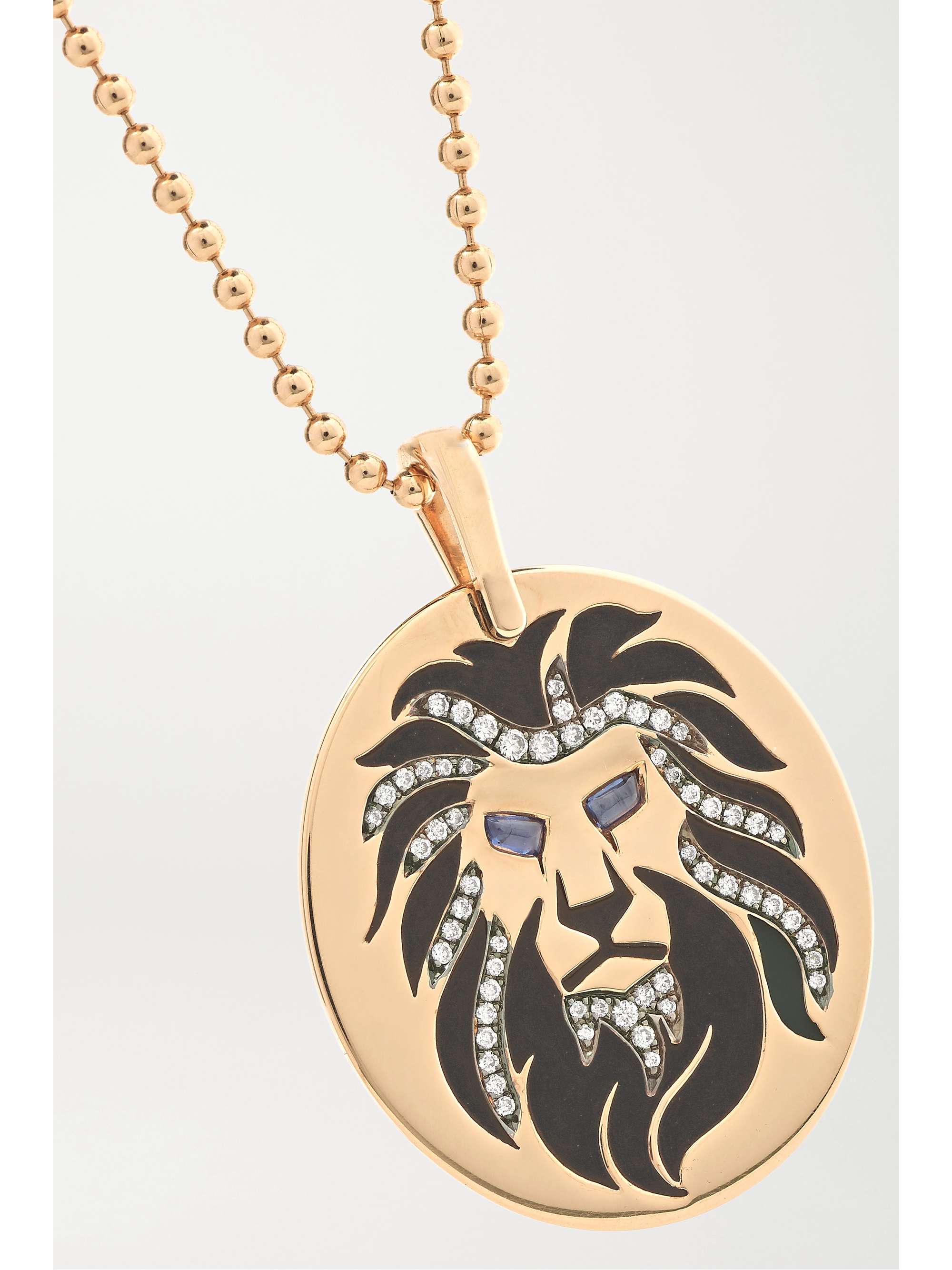 DIANE KORDAS 18-karat rose gold, enamel, diamond and sapphire necklace