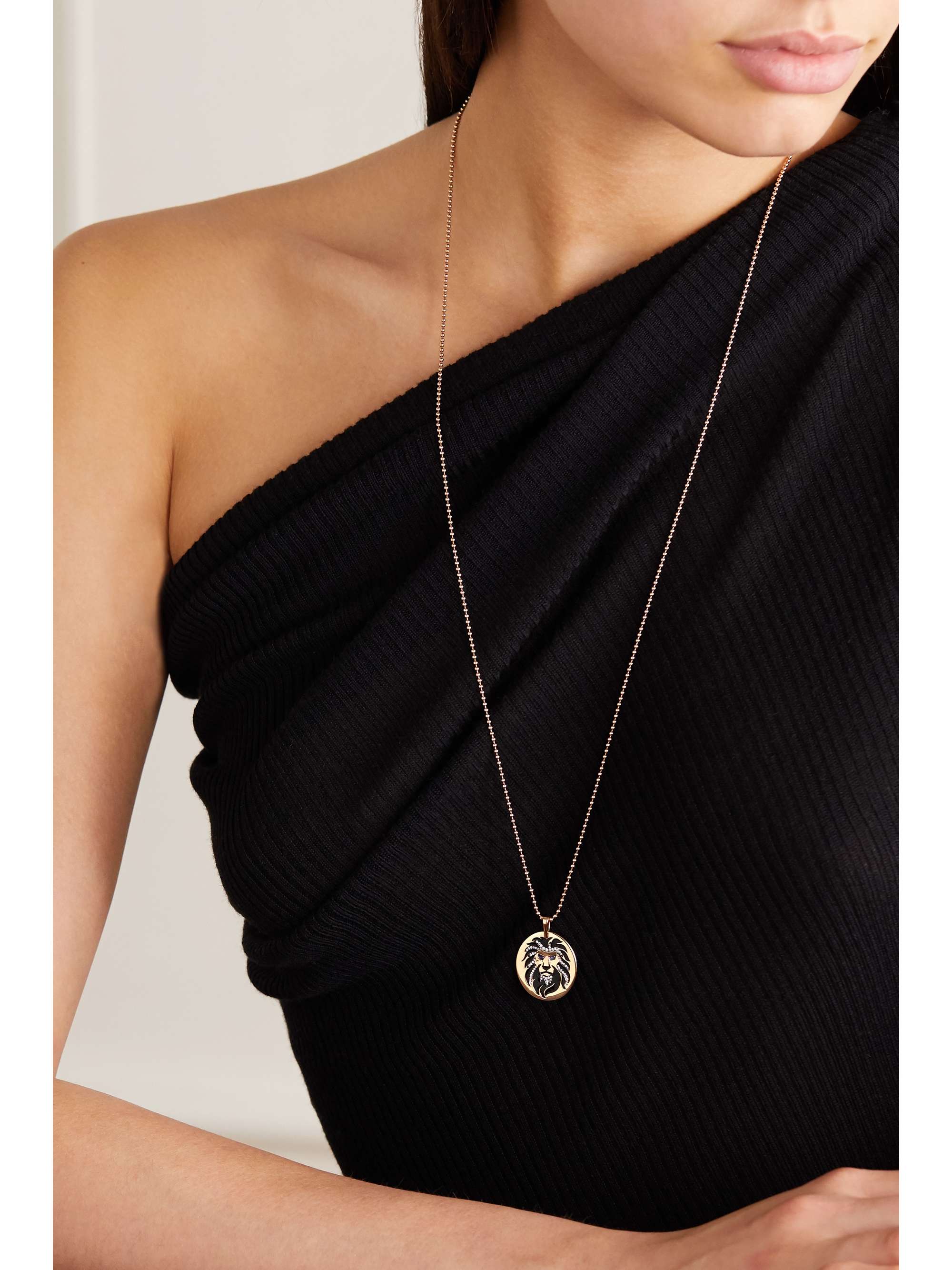 DIANE KORDAS 18-karat rose gold, enamel, diamond and sapphire necklace