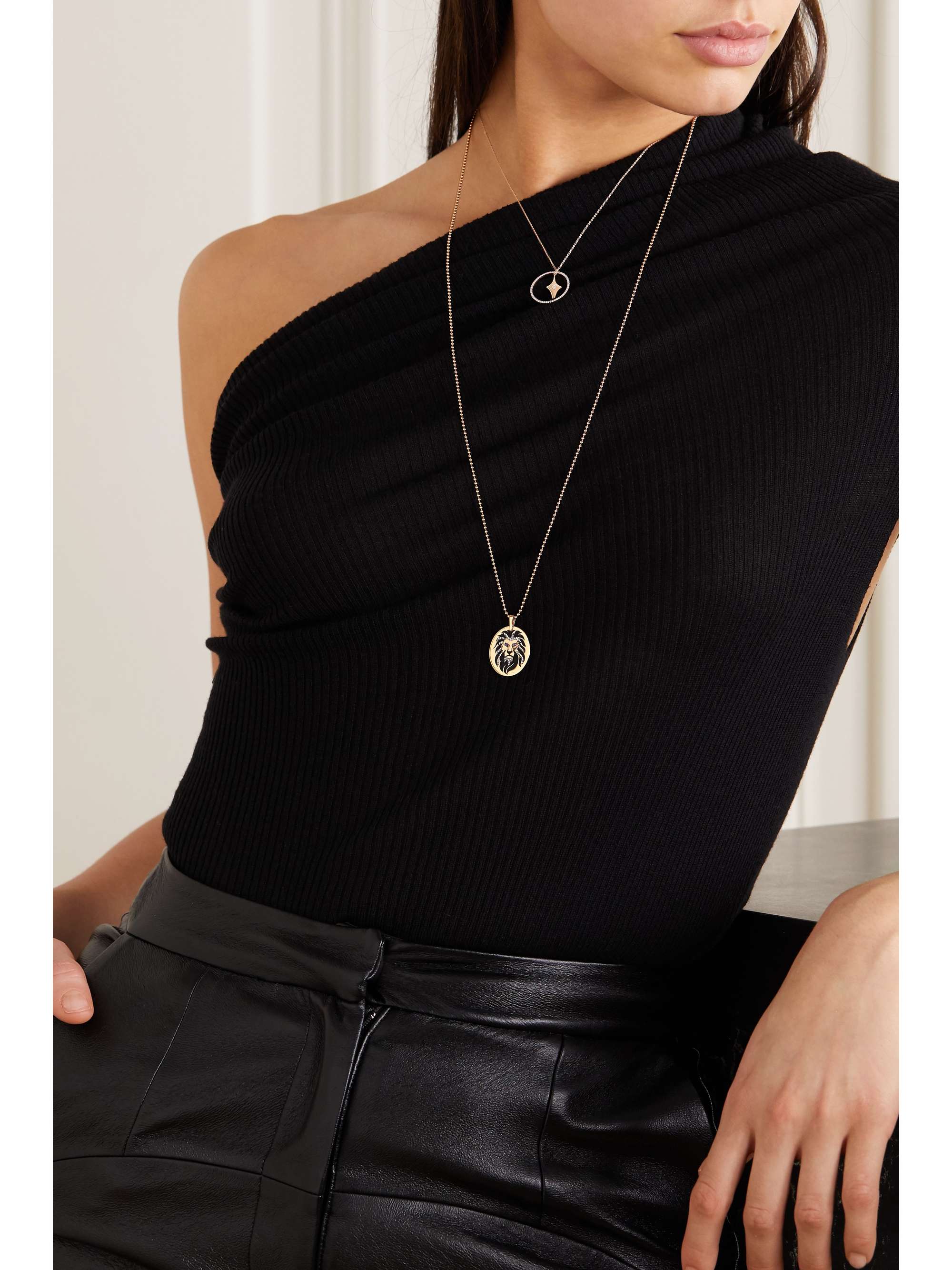 DIANE KORDAS 18-karat rose gold, enamel, diamond and sapphire necklace