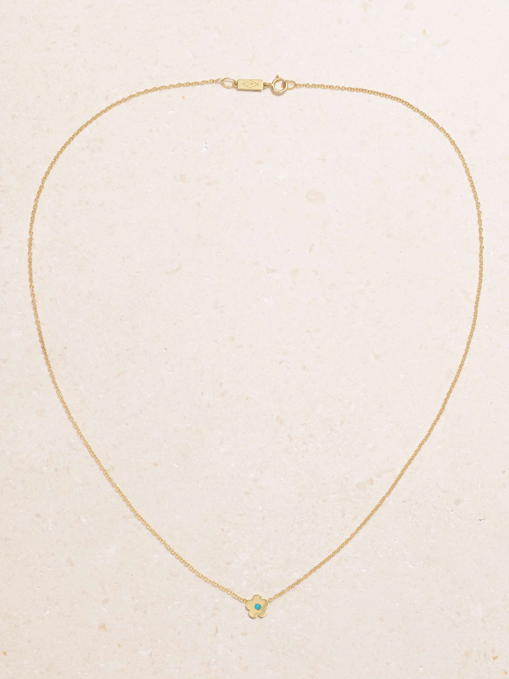 JENNIFER MEYER Mini Daisy 18-karat gold turquoise necklace
