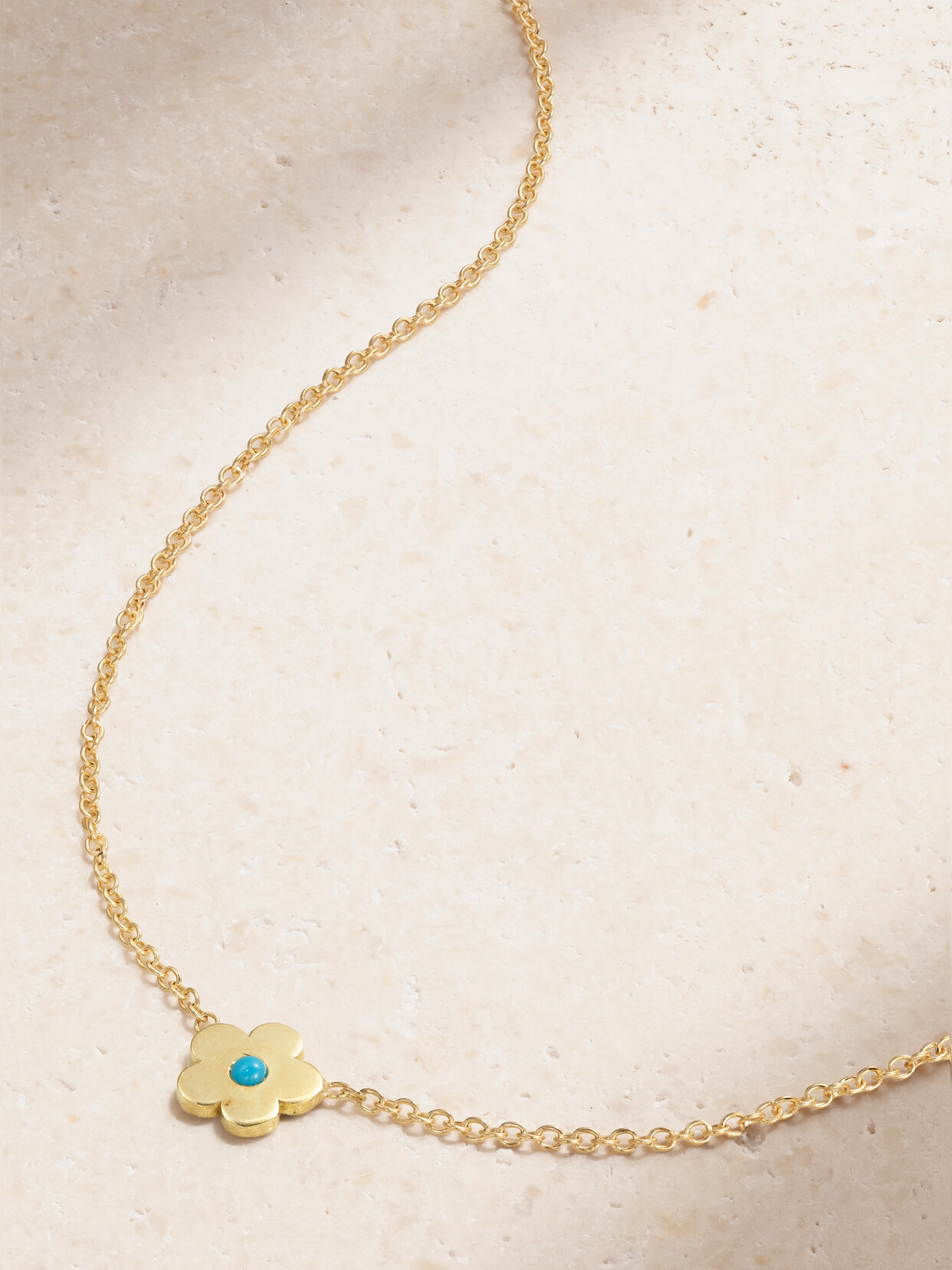 Jennifer Meyer Mini Daisy 18-karat Gold Turquoise Necklace