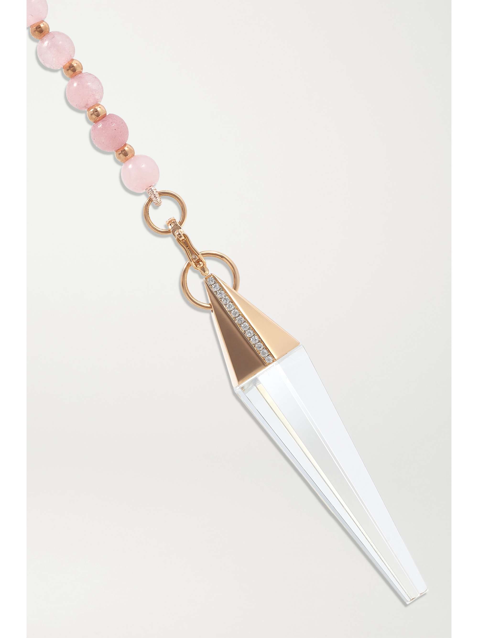 DIANE KORDAS 18-karat rose gold, quartz, kunzite and diamond necklace