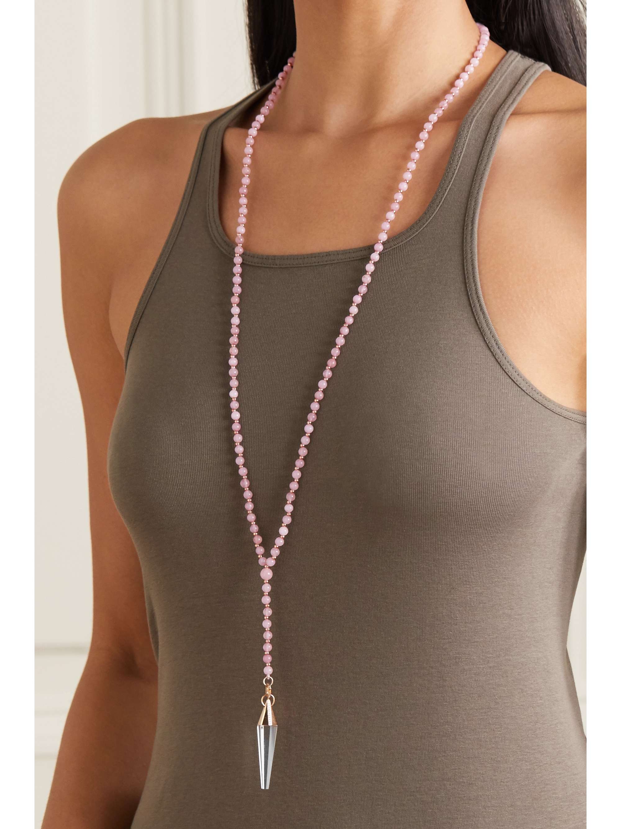 DIANE KORDAS 18-karat rose gold, quartz, kunzite and diamond necklace