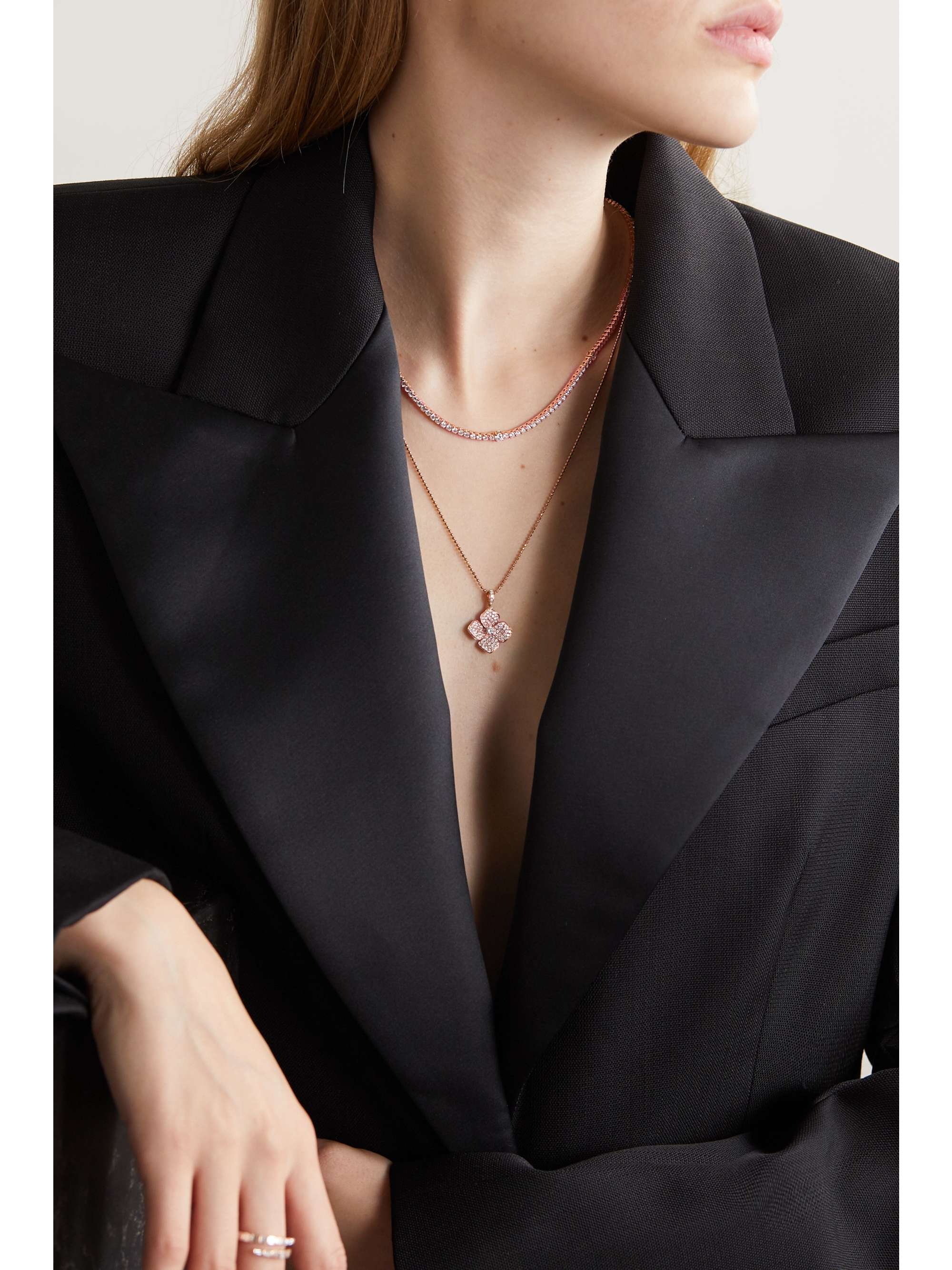 ANITA KO 18-karat rose gold diamond necklace
