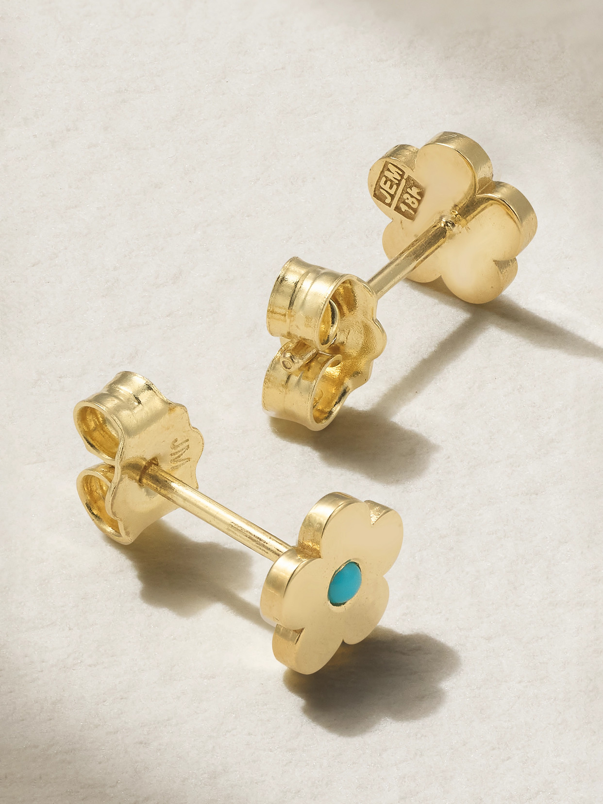 Jennifer Meyer Mini Daisy 18-karat Gold Turquoise Earrings In Gold