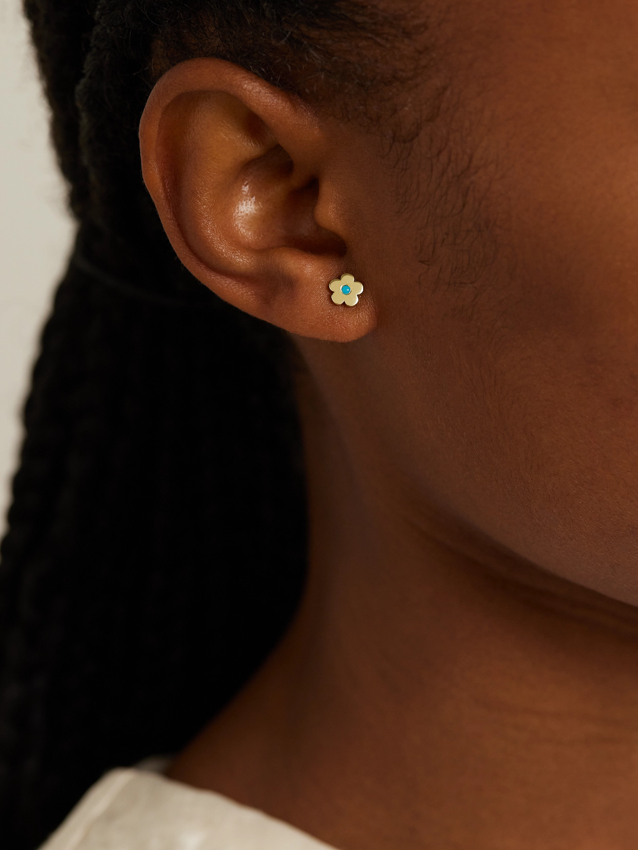 Jennifer Meyer Mini Daisy 18-karat Gold Turquoise Earrings In Gold