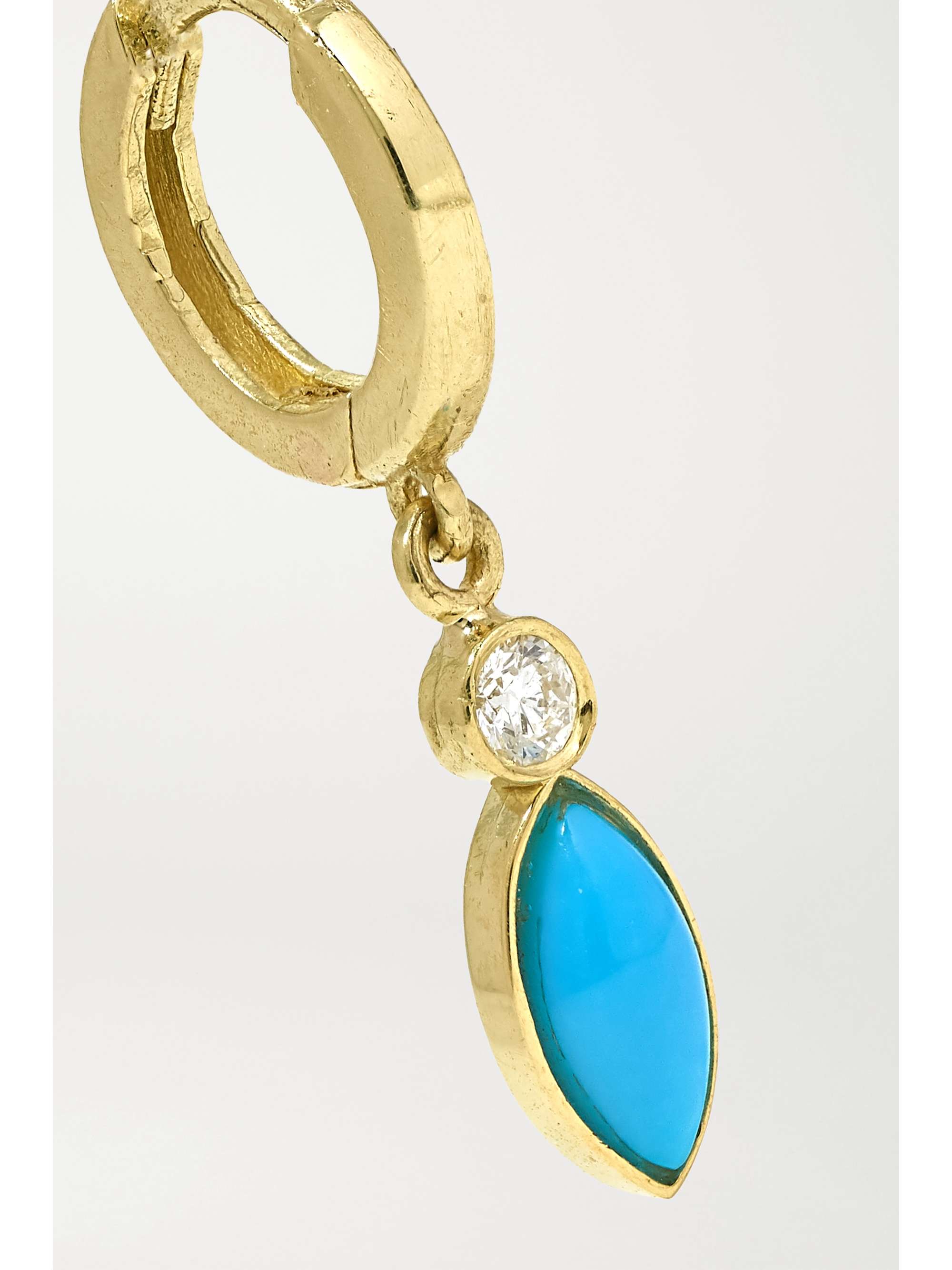 JENNIFER MEYER 18-karat gold, turquoise and diamond earrings