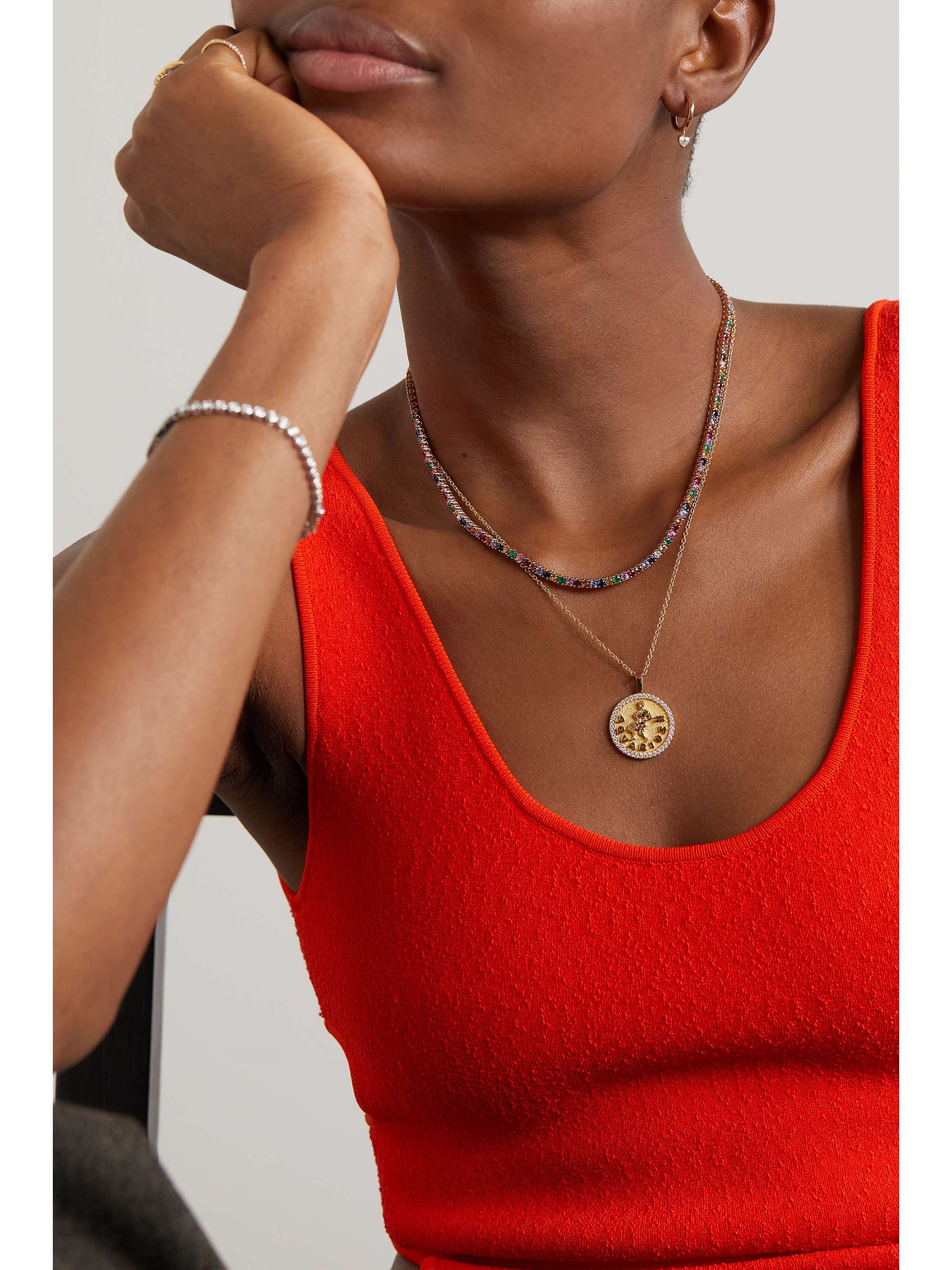 ANITA KO Hepburn 18-karat rose gold, sapphire and diamond necklace