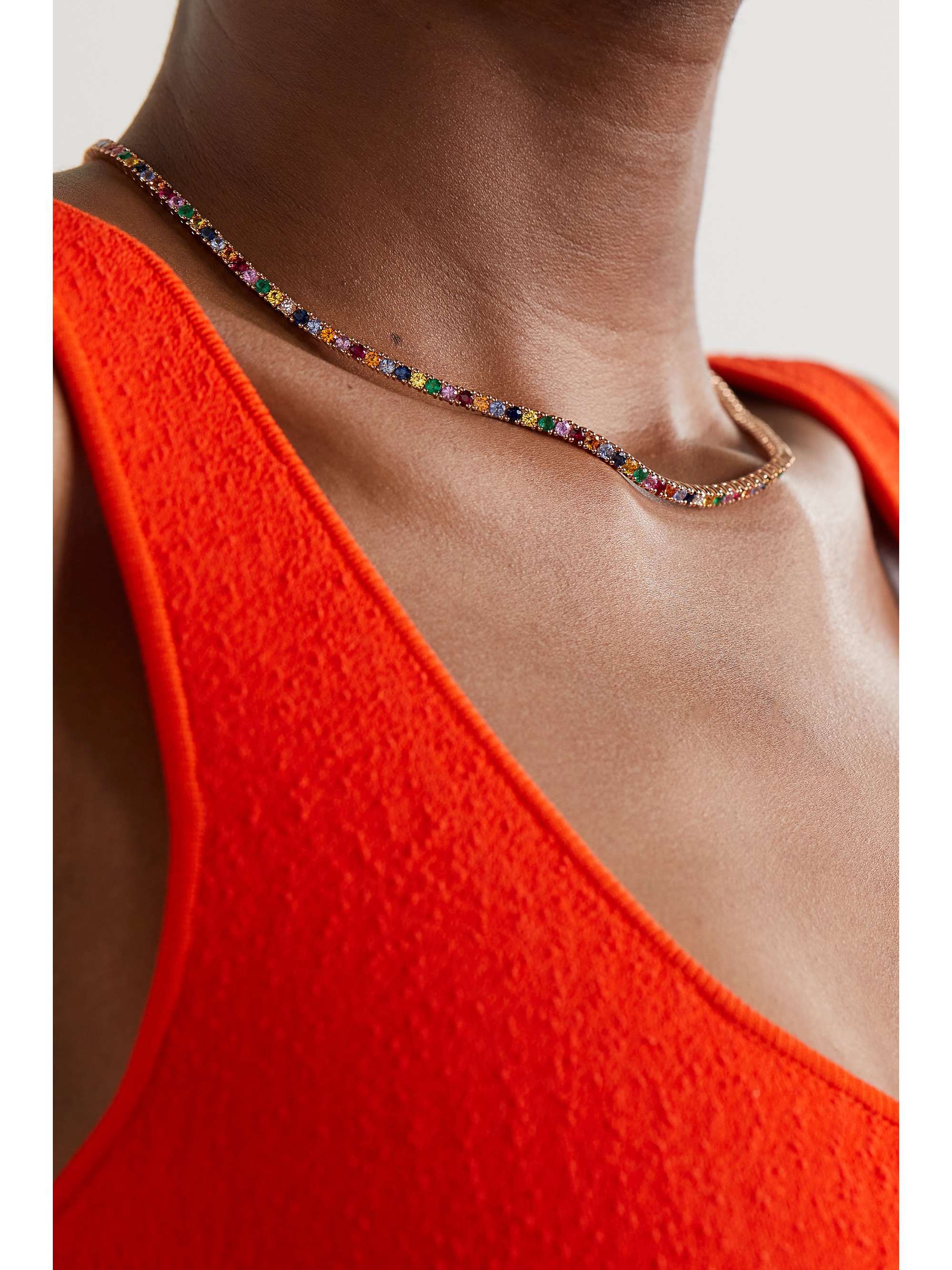 ANITA KO Hepburn 18-karat rose gold, sapphire and diamond necklace