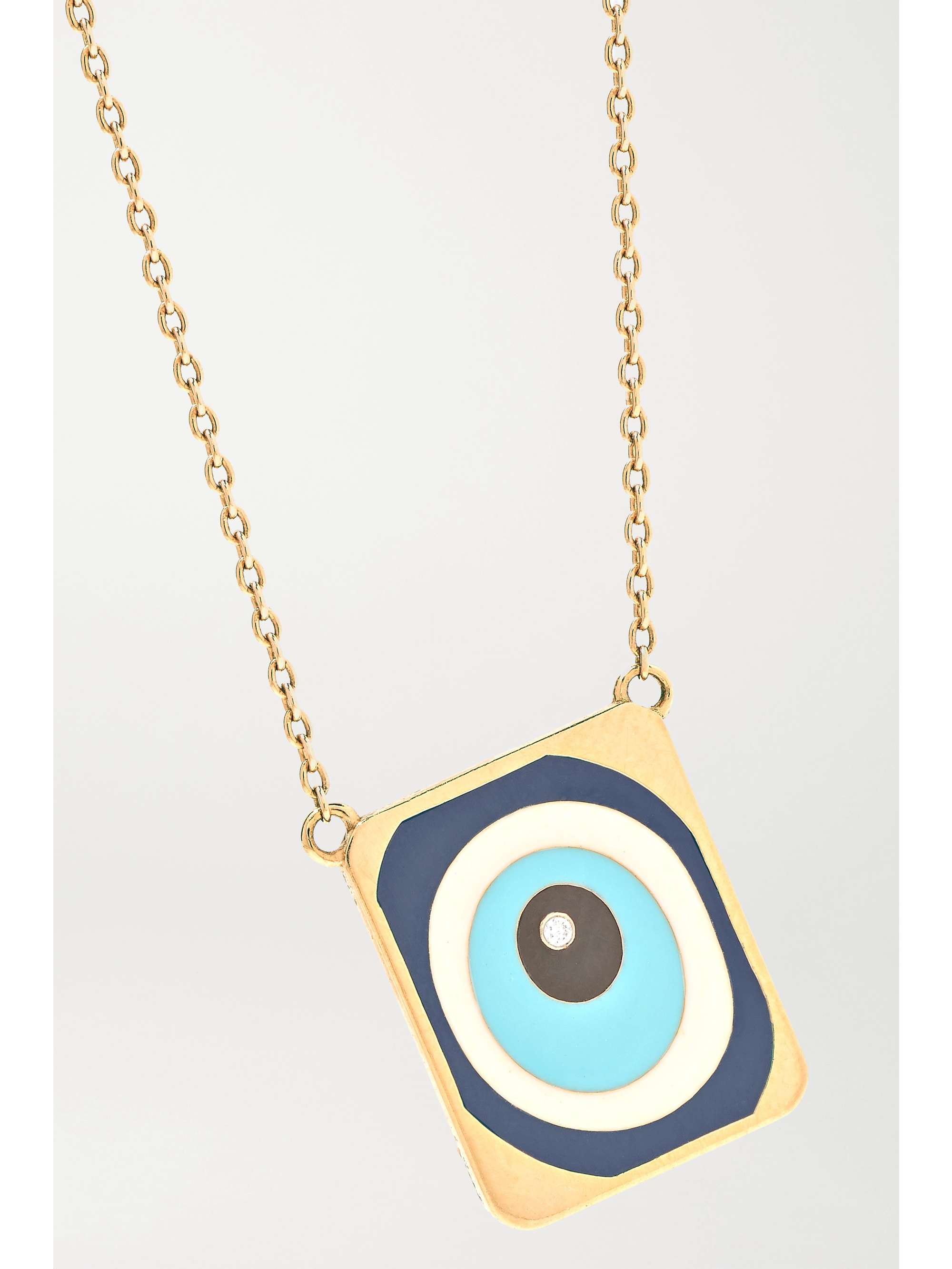 DIANE KORDAS 18-karat rose gold, enamel and diamond necklace