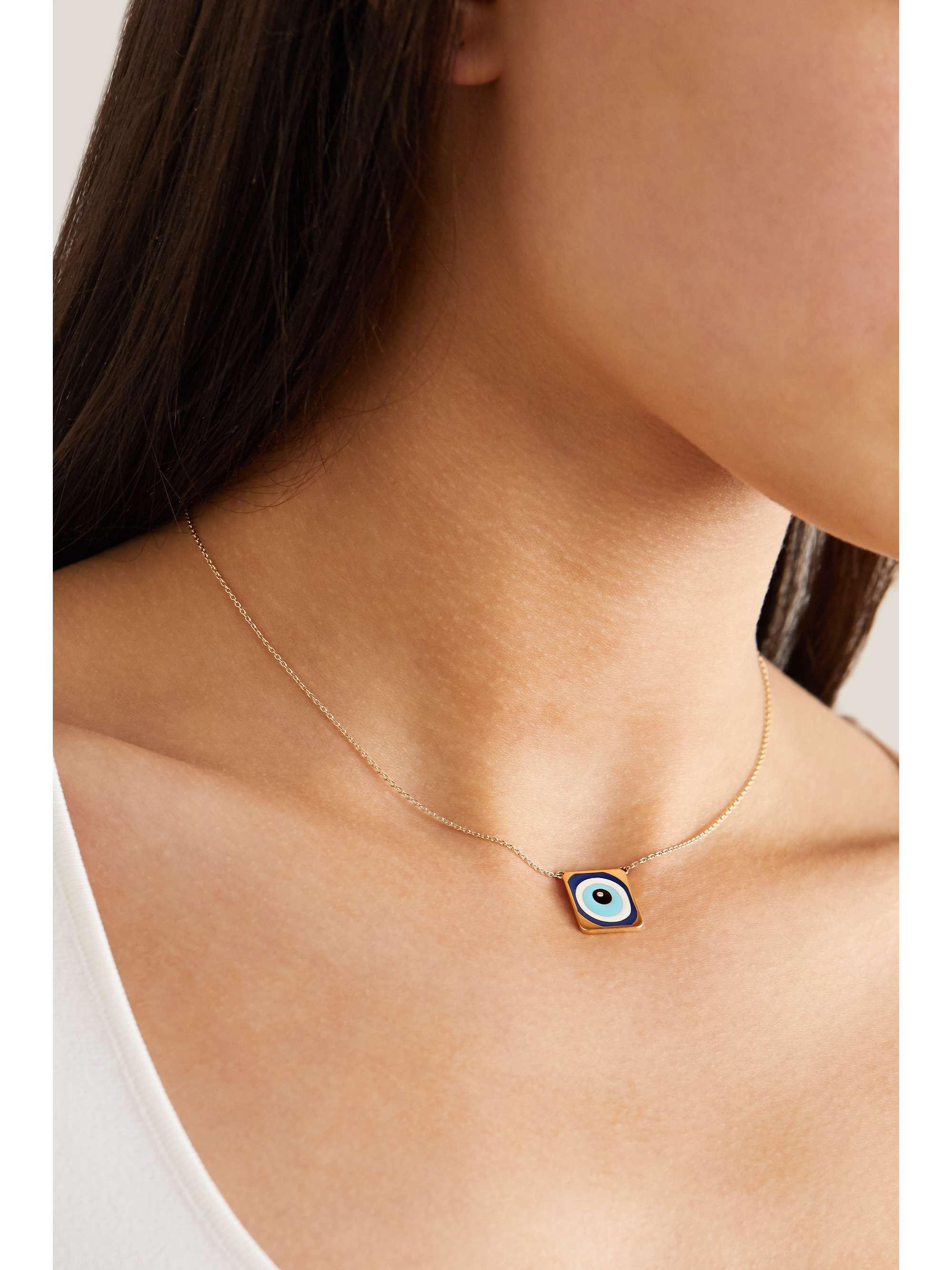 DIANE KORDAS 18-karat rose gold, enamel and diamond necklace