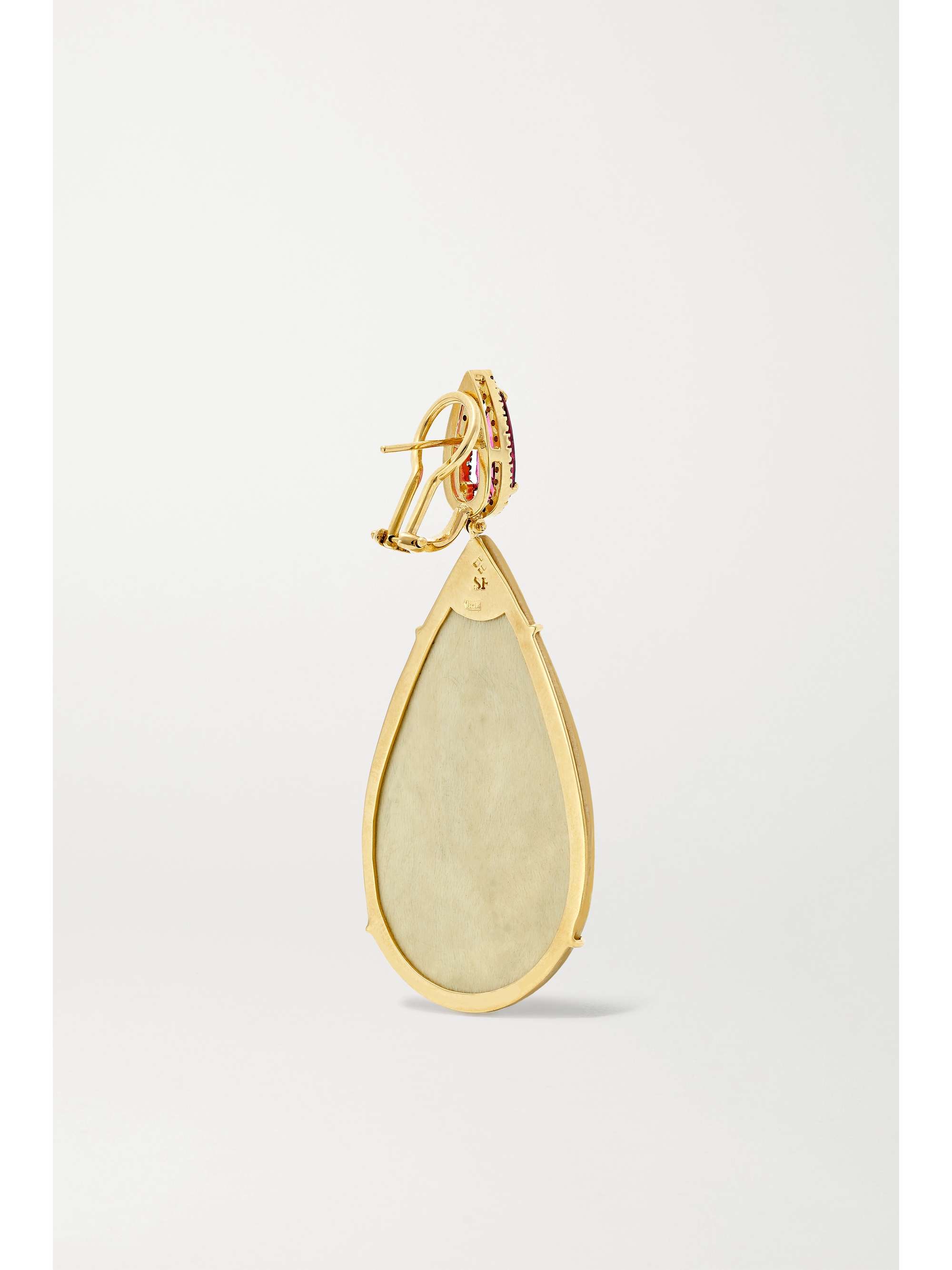 SILVIA FURMANOVICH Marquetry 18-karat gold, wood, tourmaline and diamond earrings