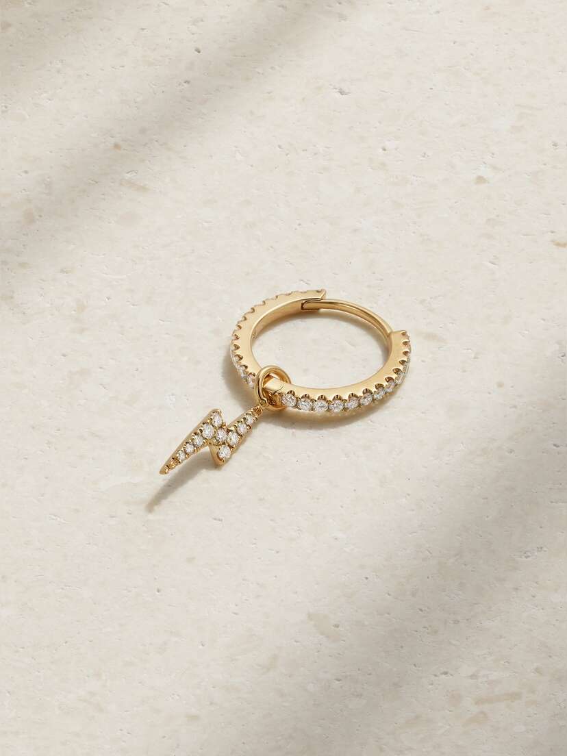 MARIA TASH Eternity + Lightning Bolt 9.5mm 18-karat Gold Diamond Earring