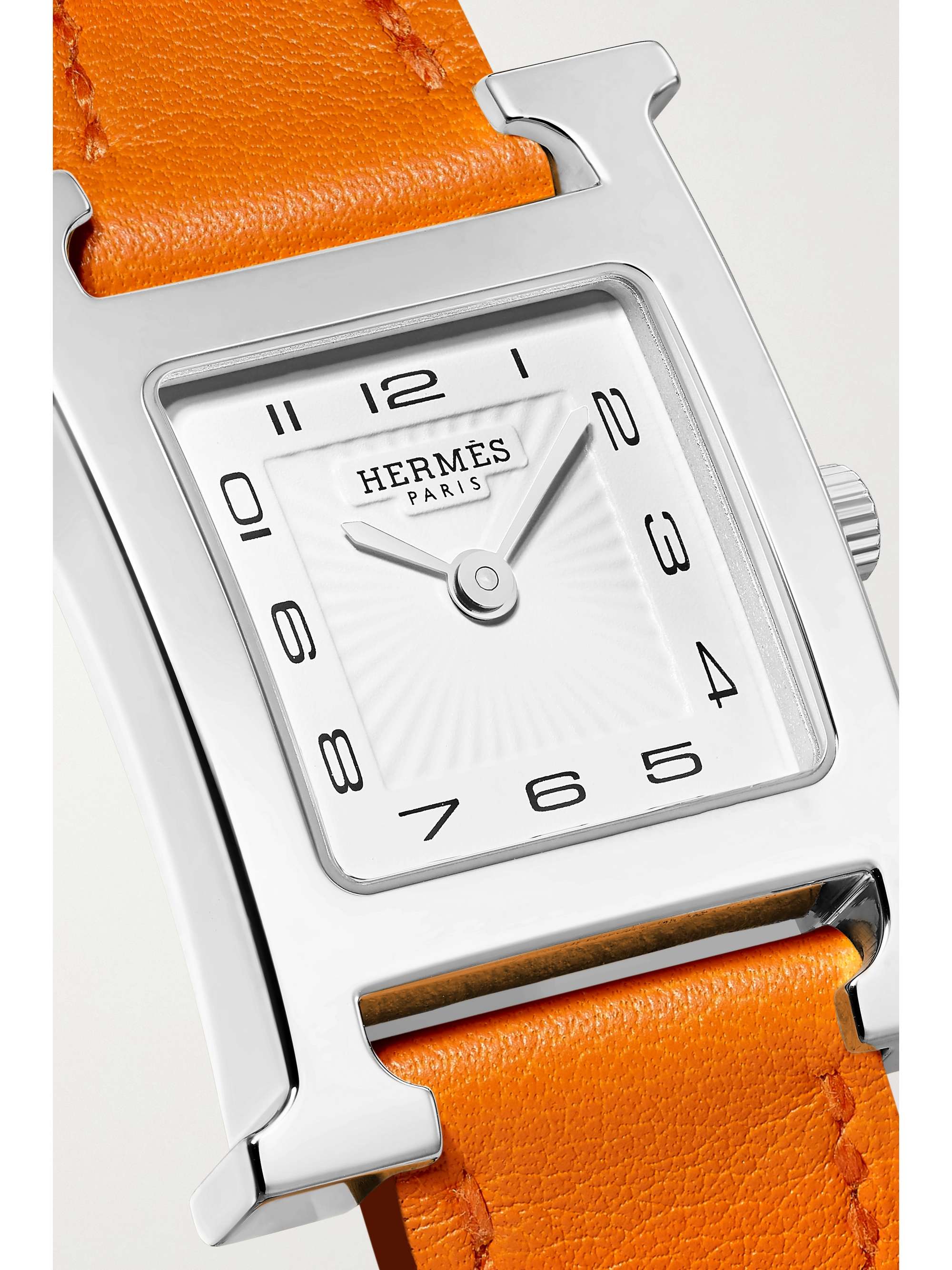 HERMÈS TIMEPIECES Heure H 21mm small gold-plated and textured-leather watch