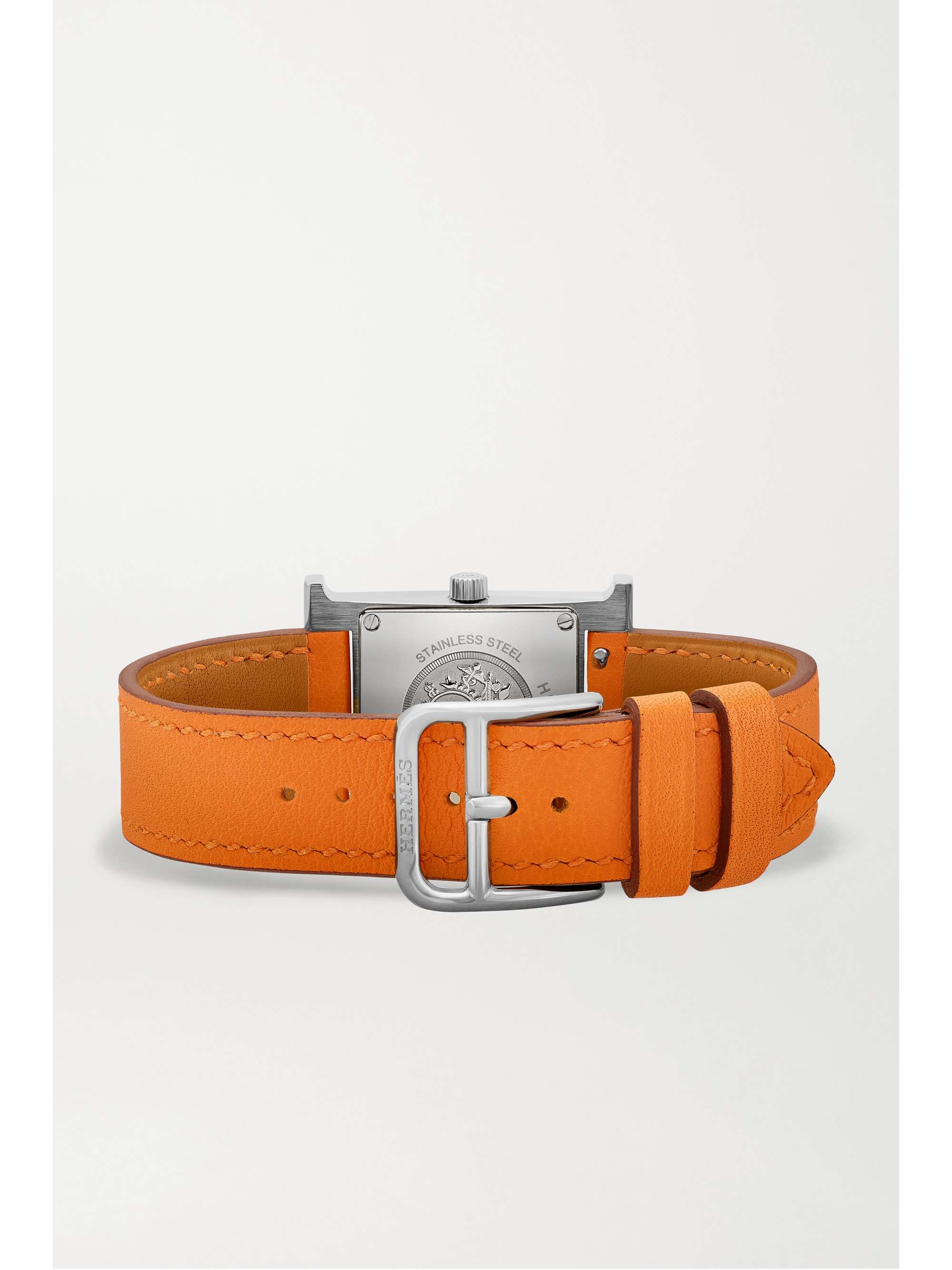 HERMÈS TIMEPIECES Heure H 21mm small gold-plated and textured-leather watch