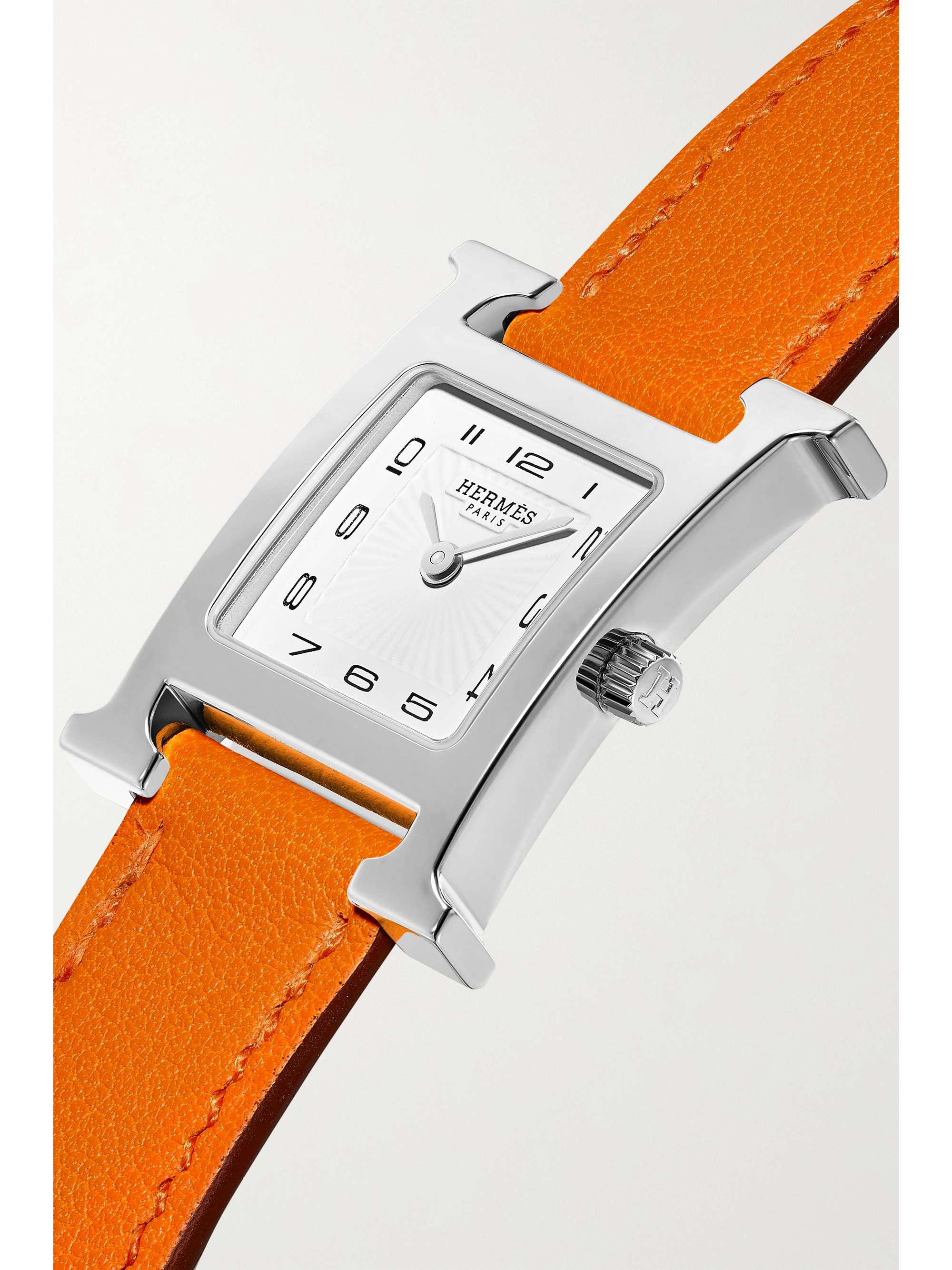 HERMÈS TIMEPIECES Heure H 21mm small gold-plated and textured-leather watch